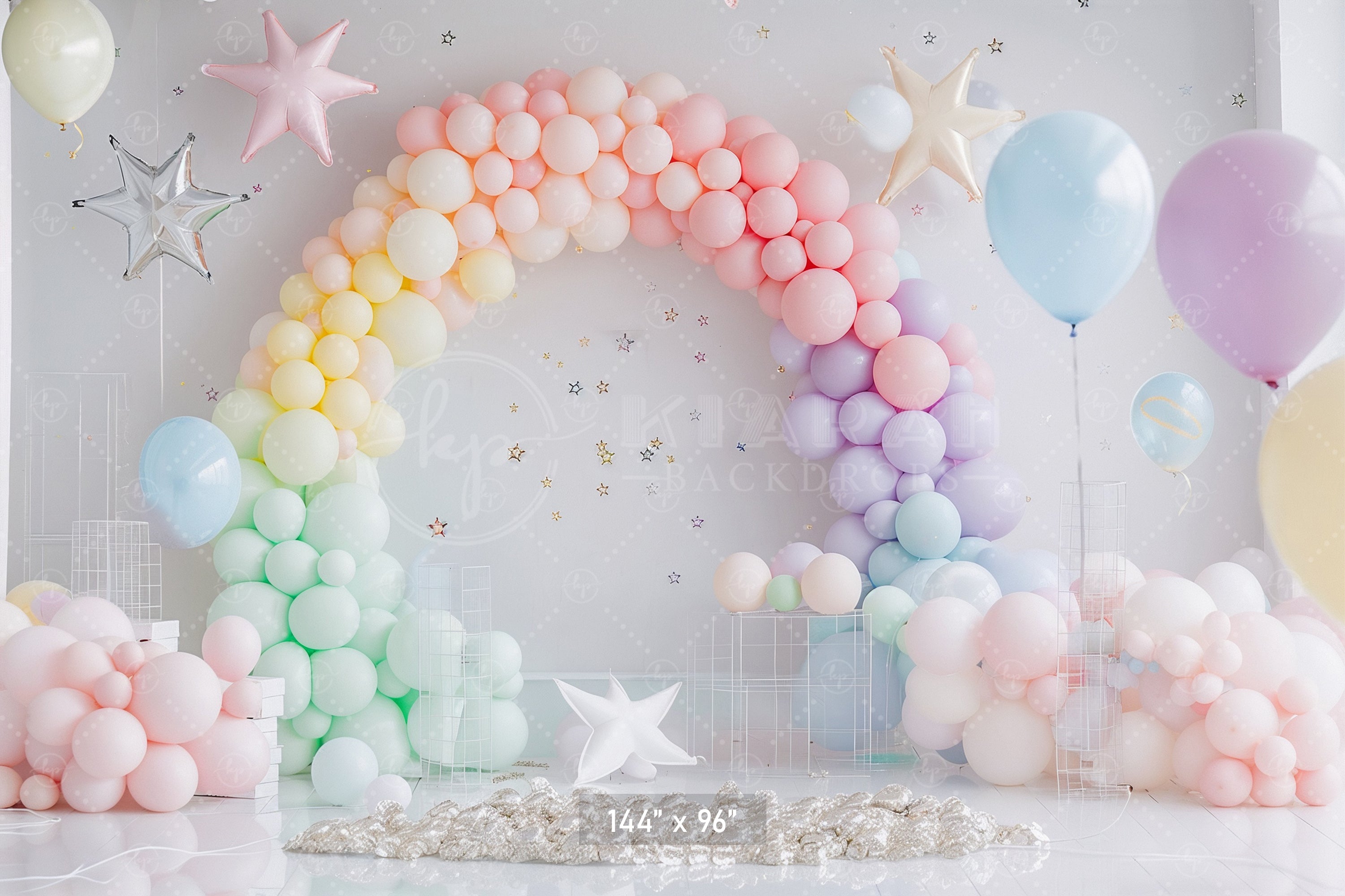 Pastel Rainbow Balloon Arch Backdrop