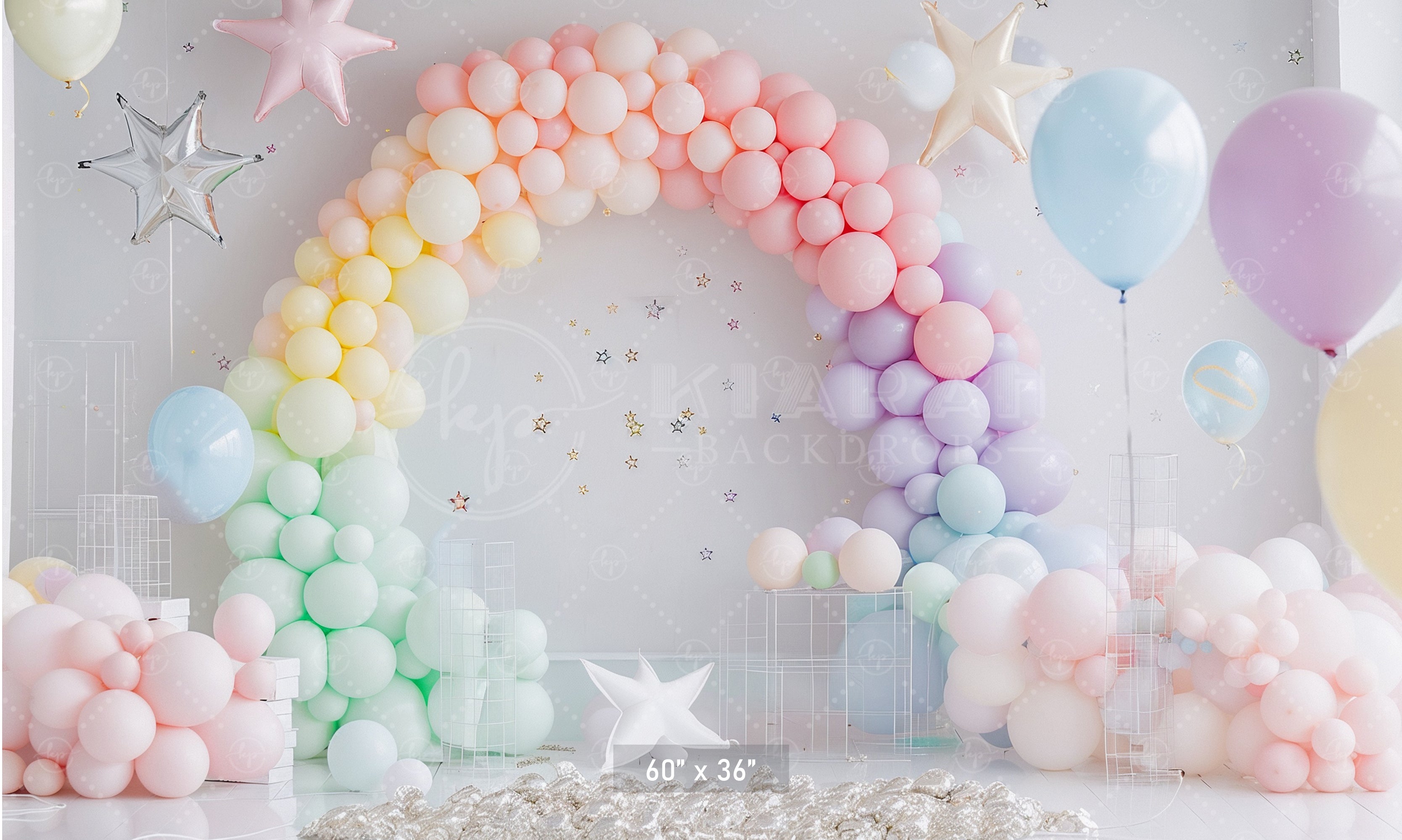 Pastel Rainbow Balloon Arch Backdrop