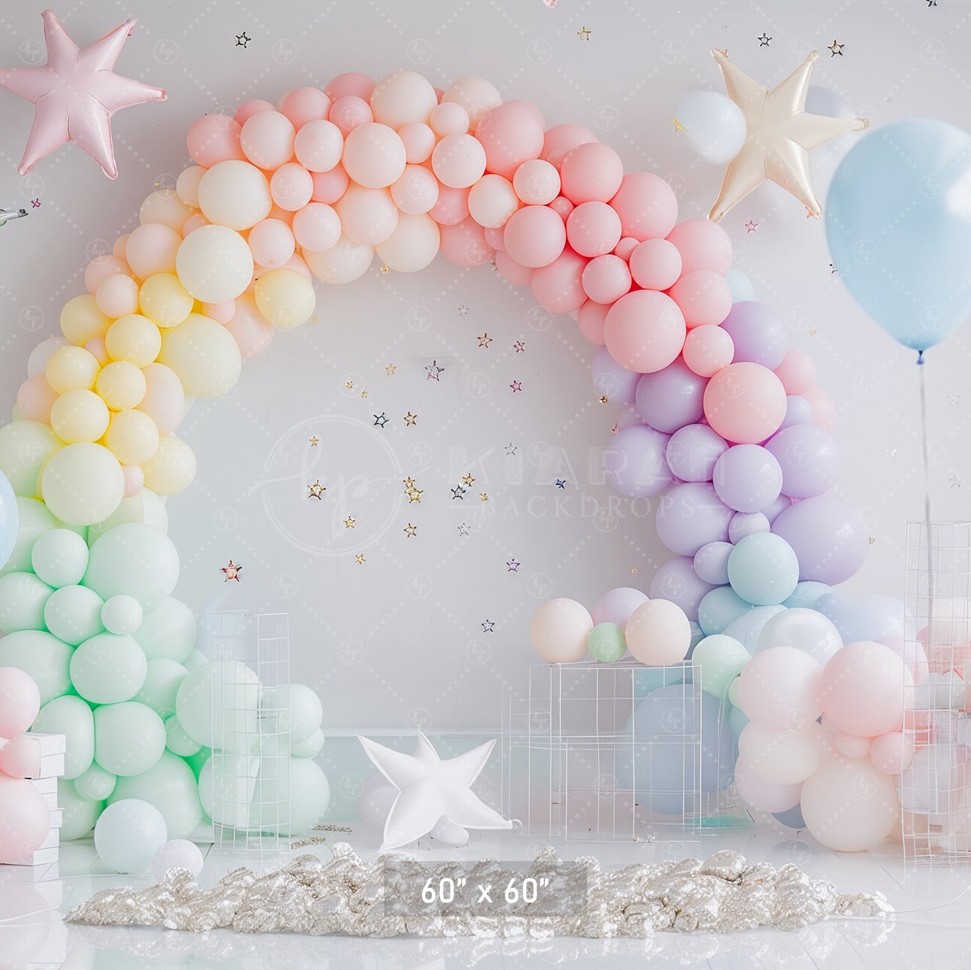 Pastel Rainbow Balloon Arch Backdrop