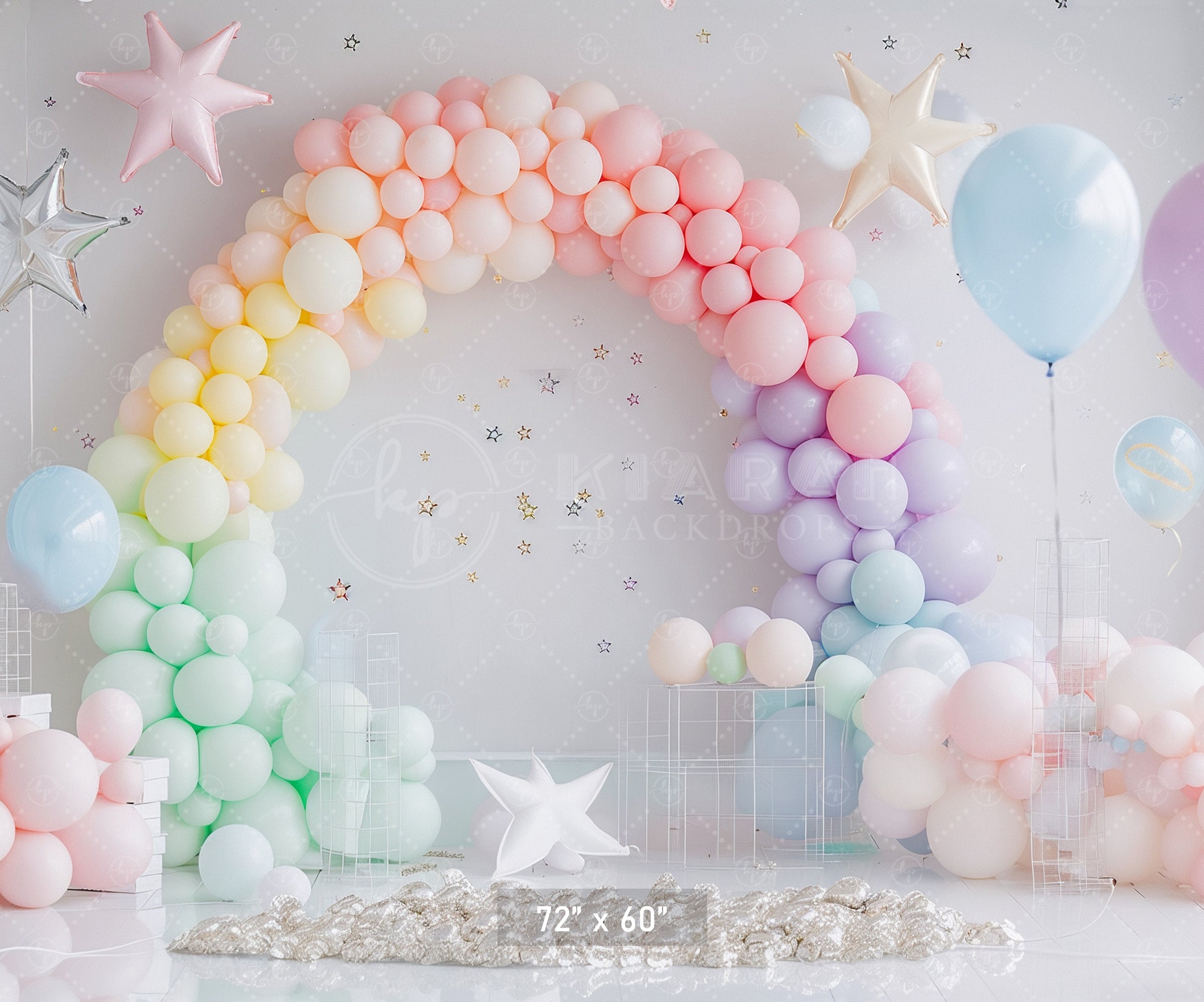 Pastel Rainbow Balloon Arch Backdrop