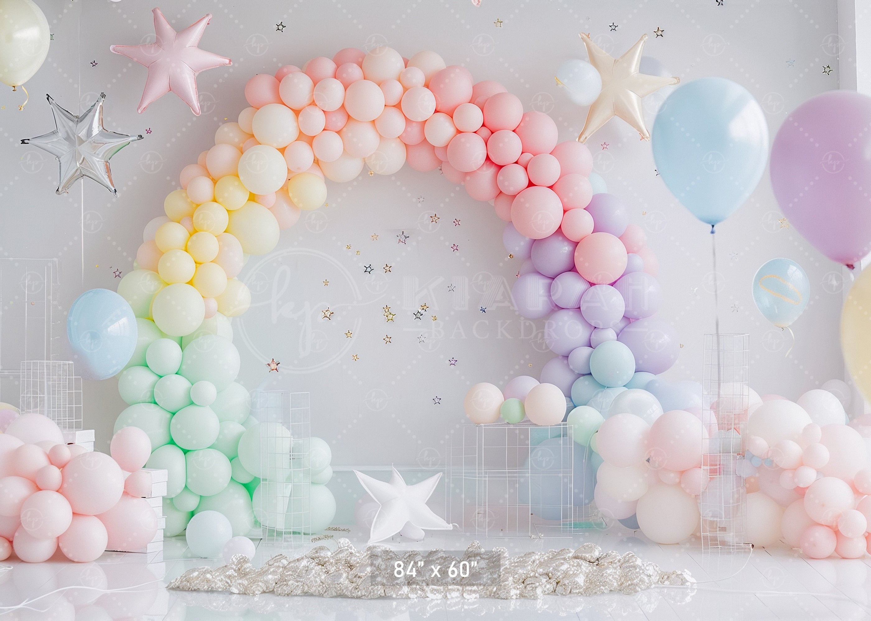 Pastel Rainbow Balloon Arch Backdrop