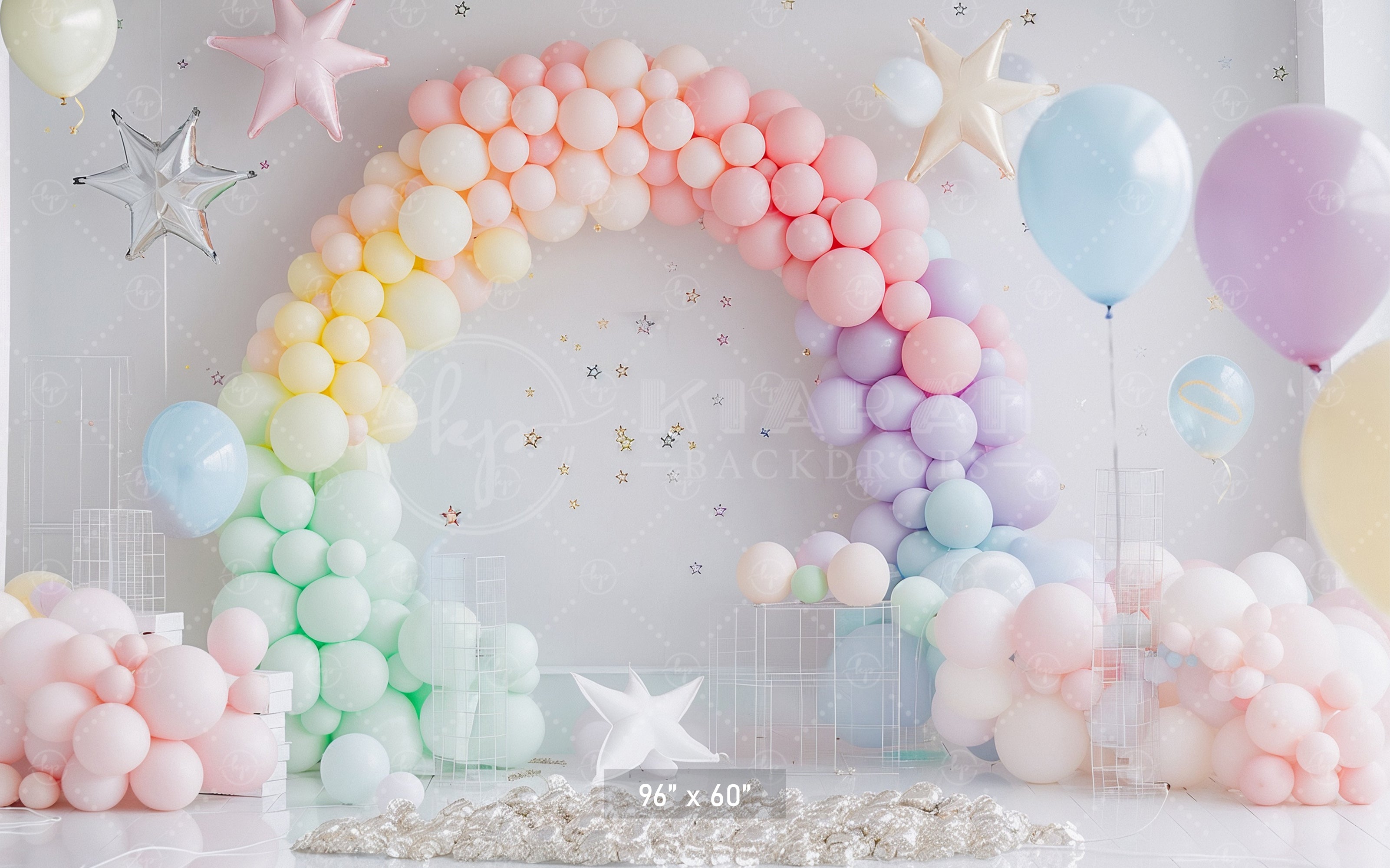 Pastel Rainbow Balloon Arch Backdrop