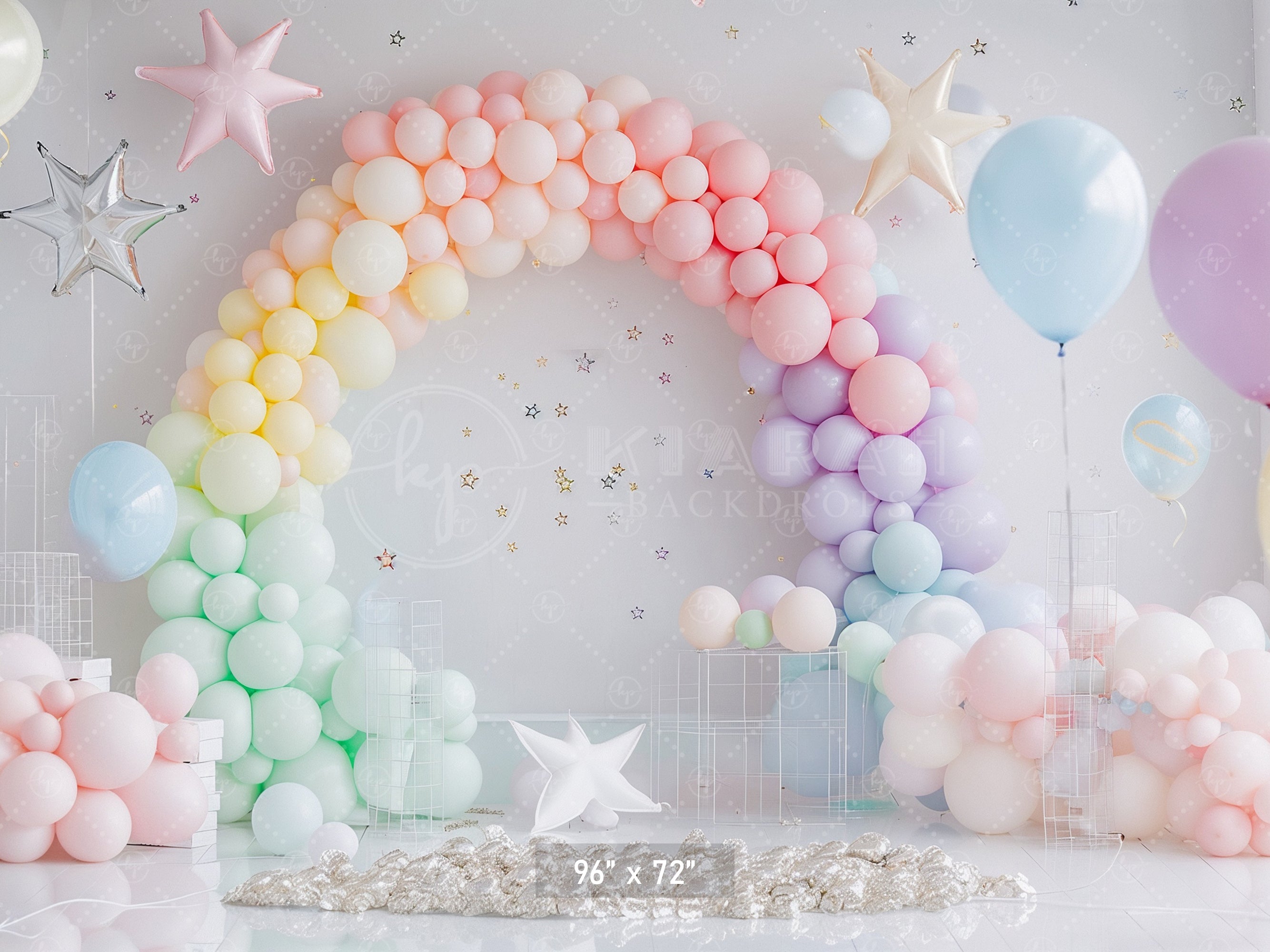 Pastel Rainbow Balloon Arch Backdrop