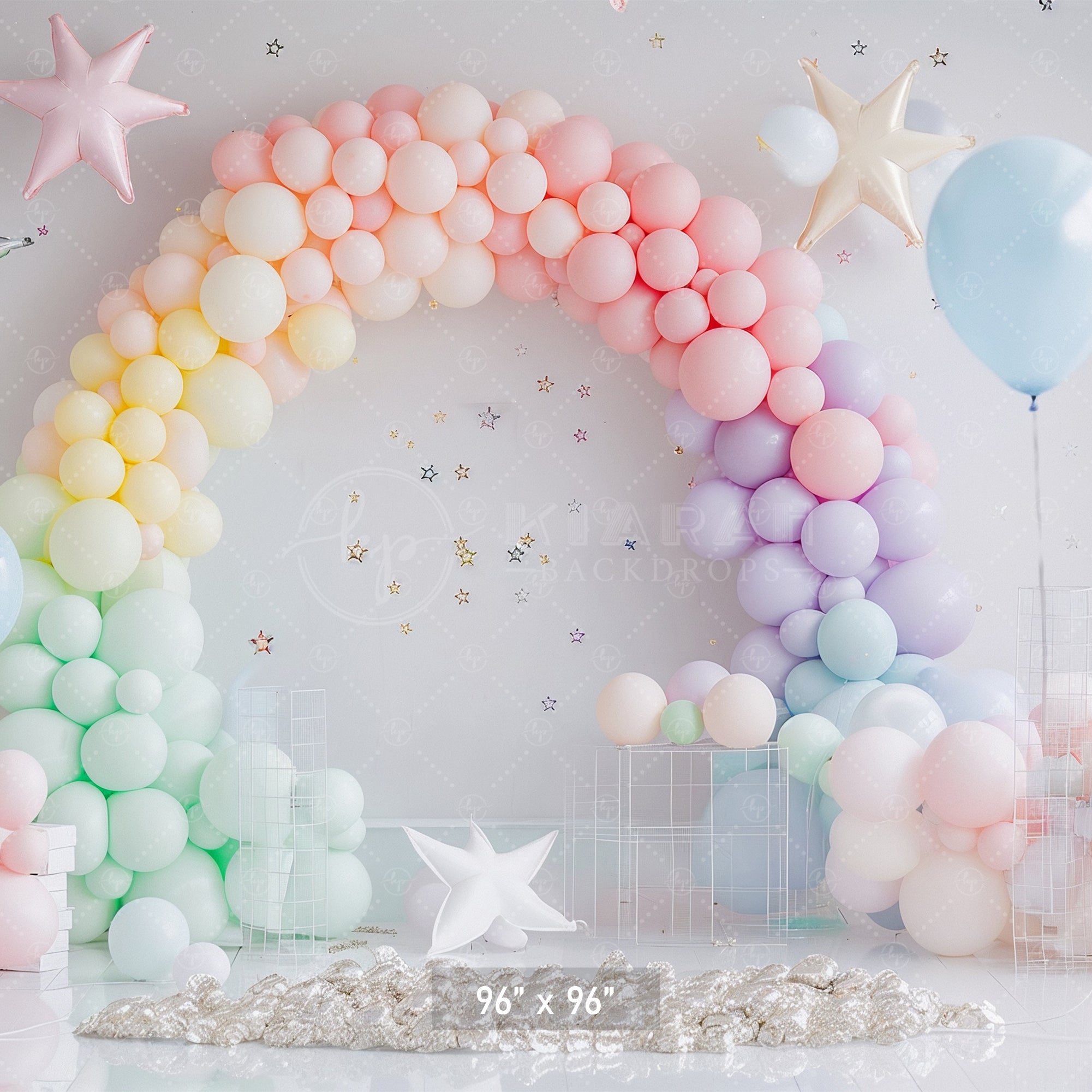 Pastel Rainbow Balloon Arch Backdrop