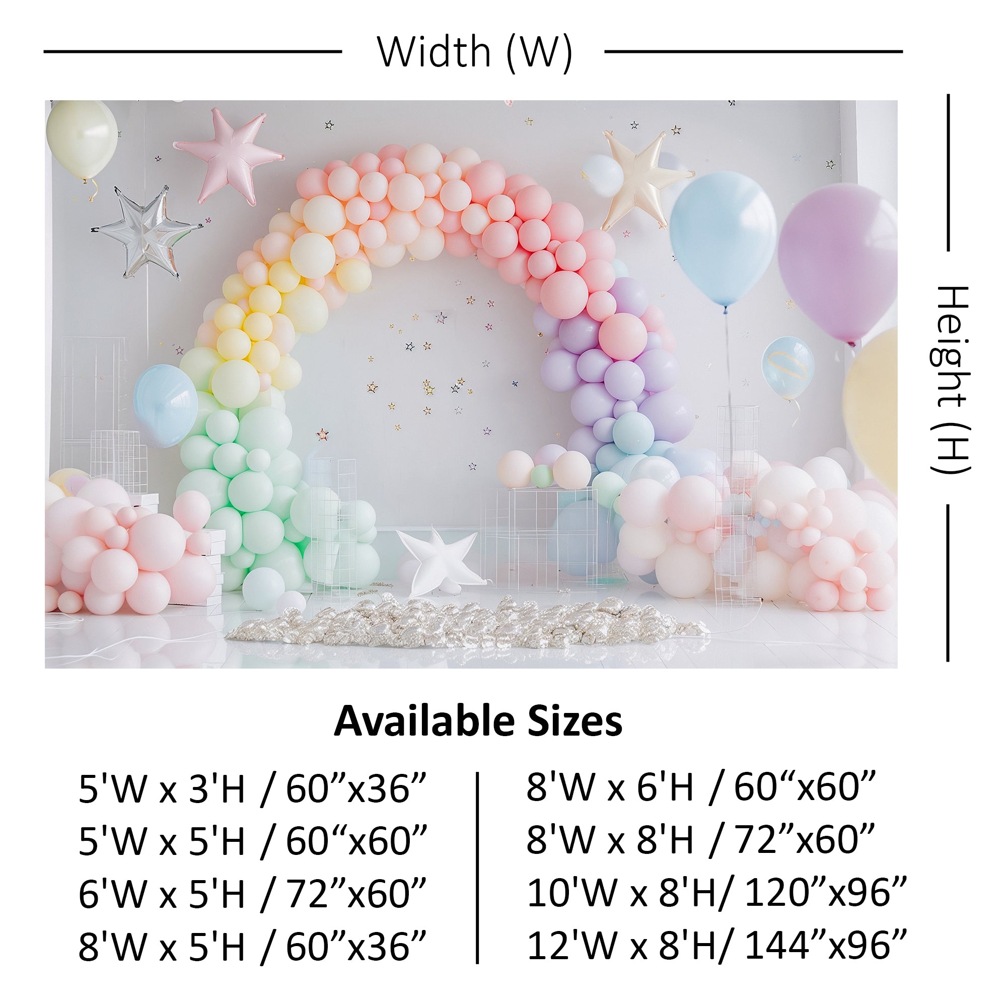 Pastel Rainbow Balloon Arch Backdrop