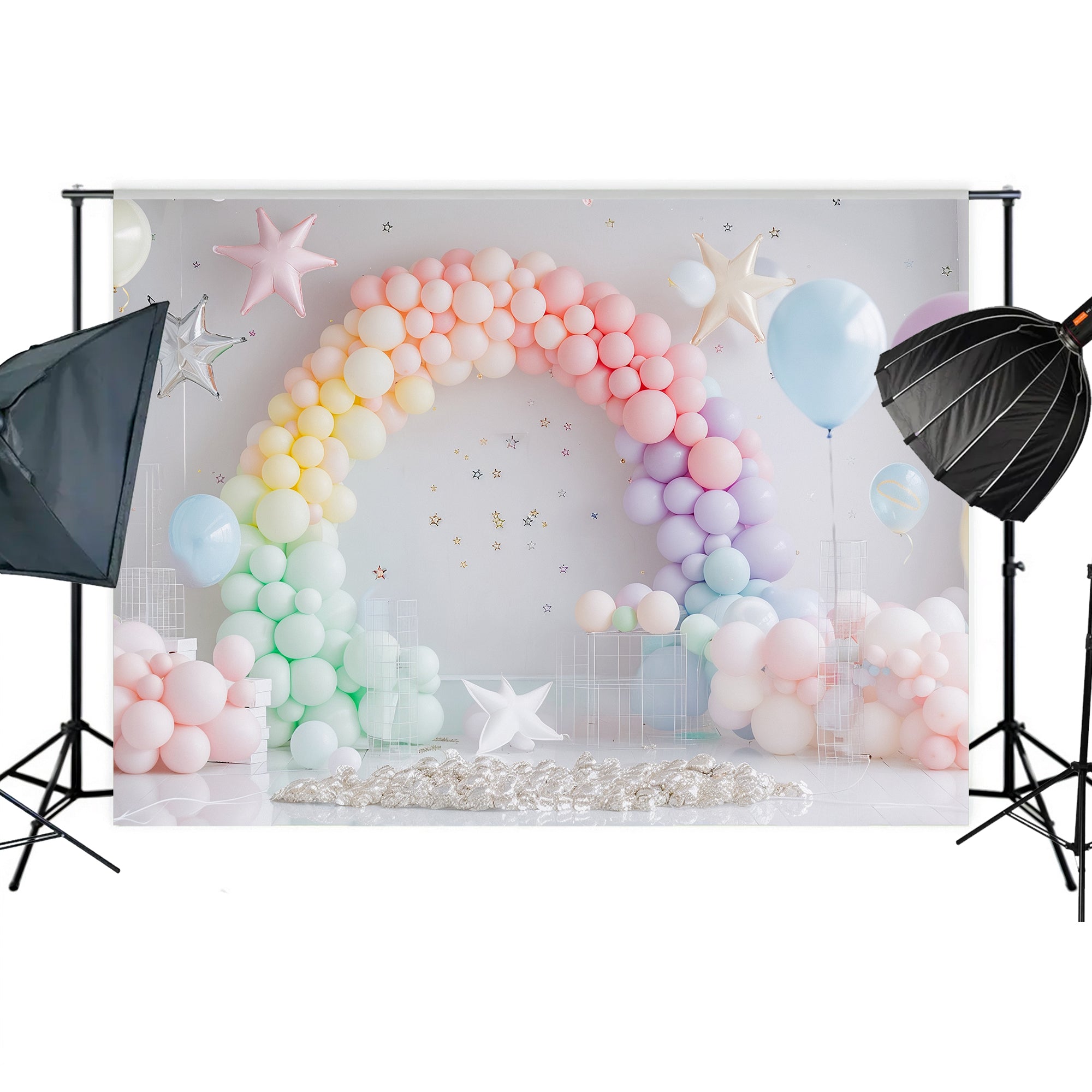 Pastel Rainbow Balloon Arch Backdrop