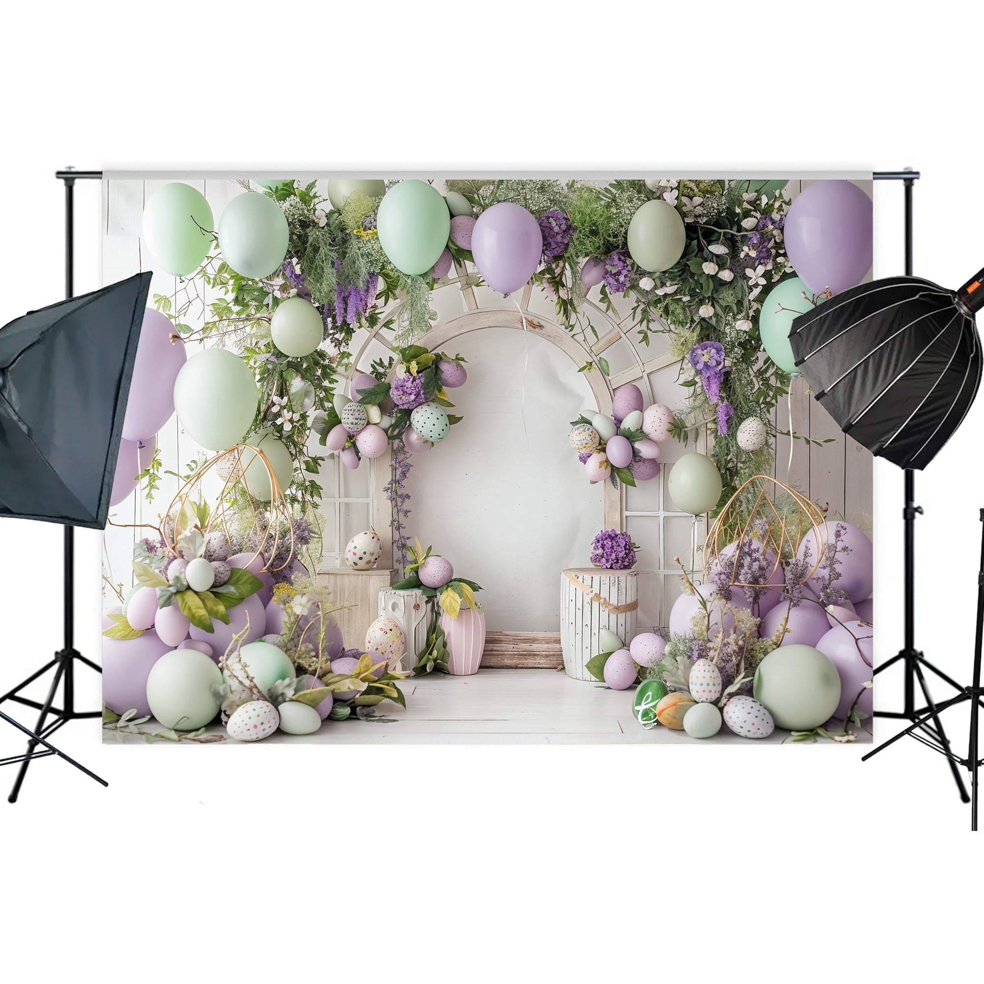 Pastel Spring Floral Arch Backdrop