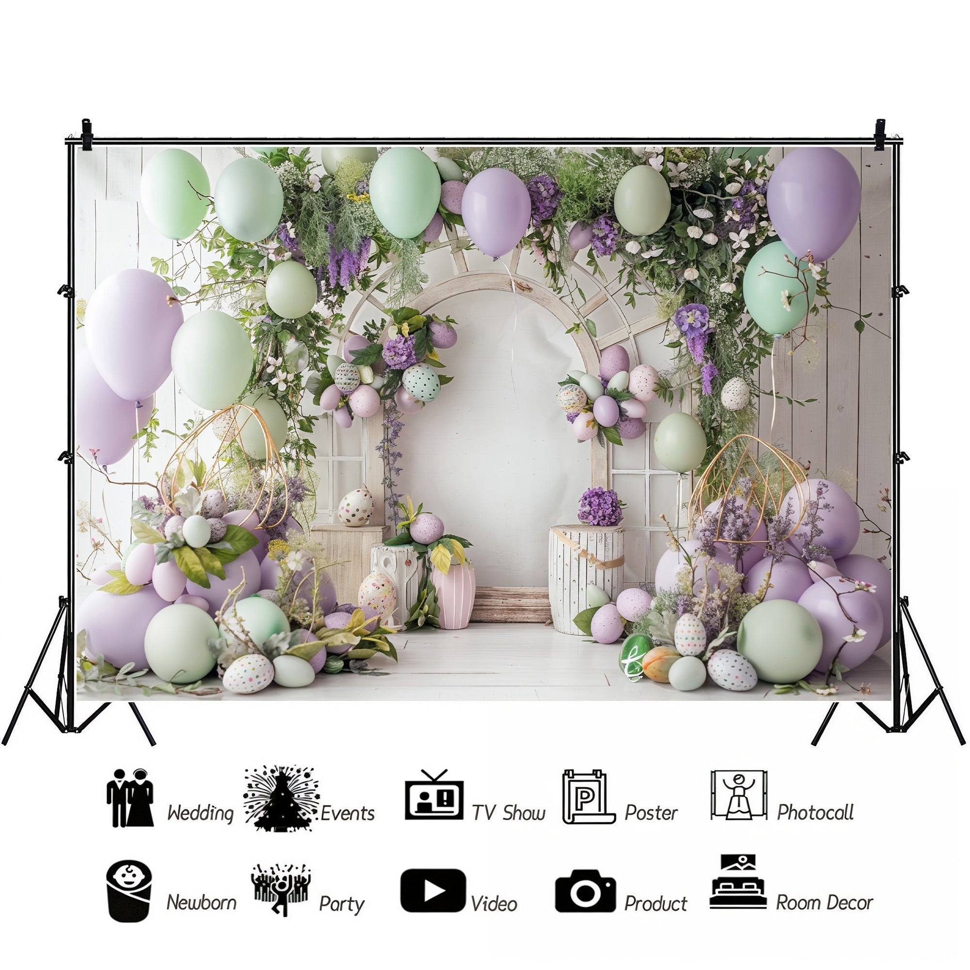 Pastel Spring Floral Arch Backdrop