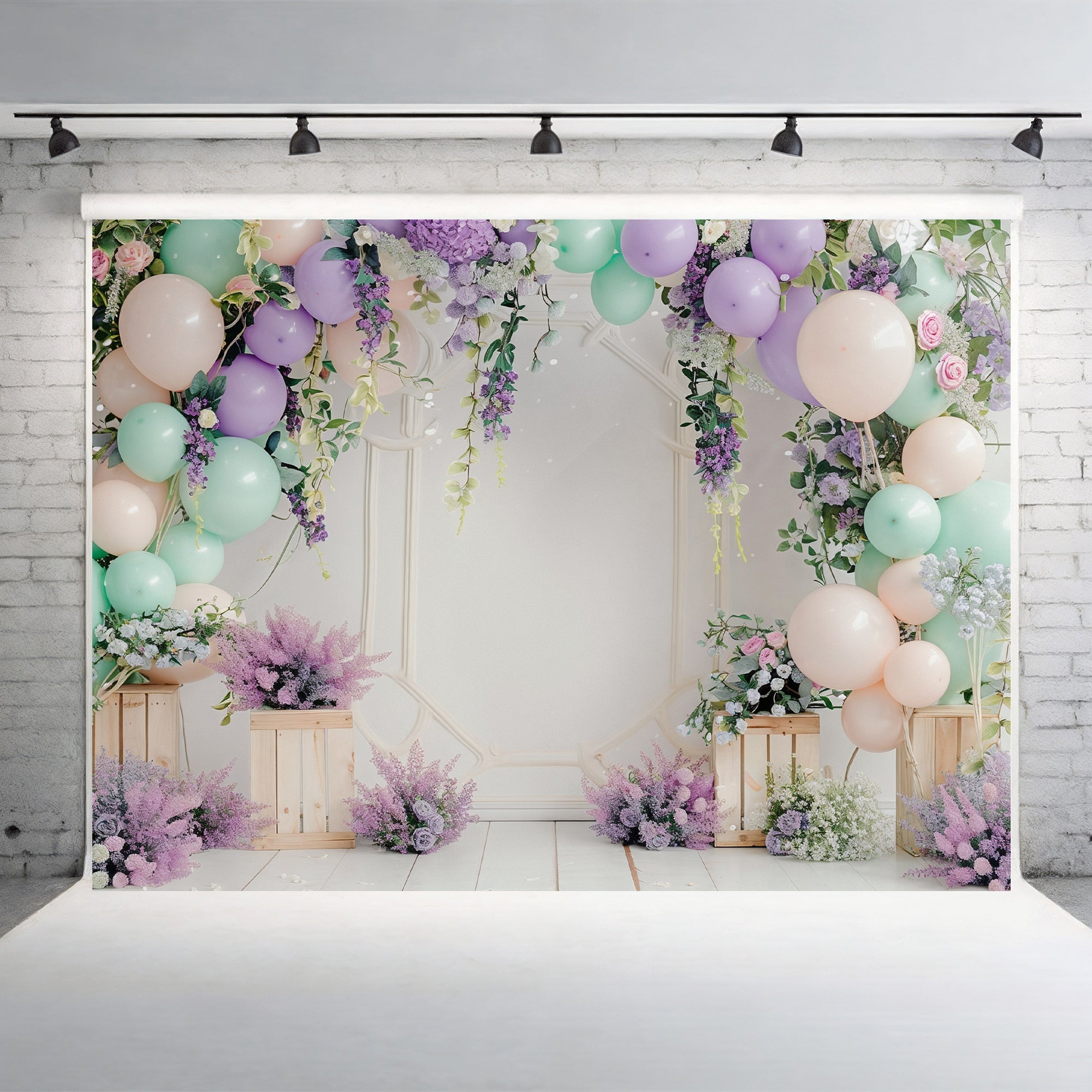 Pastel Floral Balloon Archway Backdrop