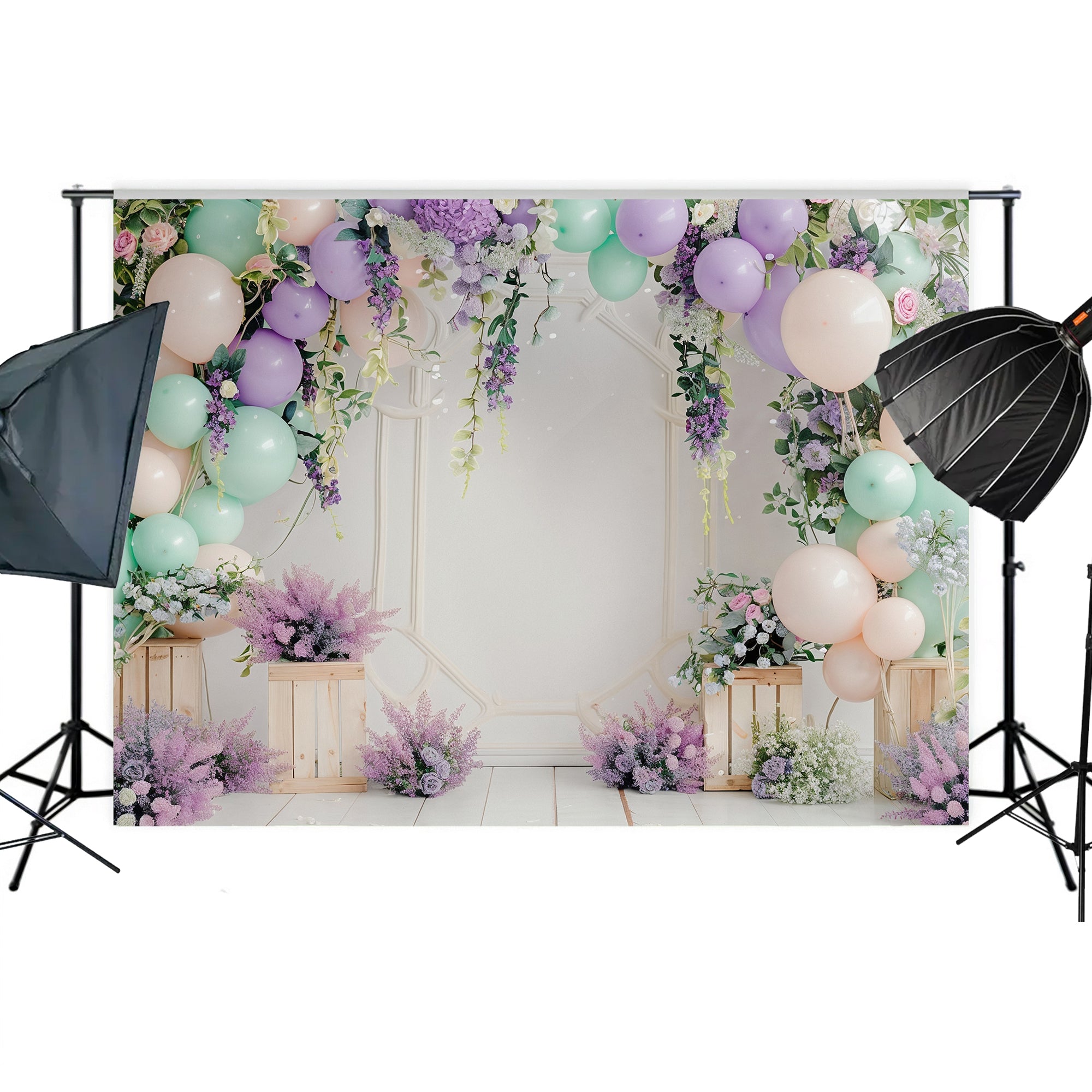 Pastel Floral Balloon Archway Backdrop