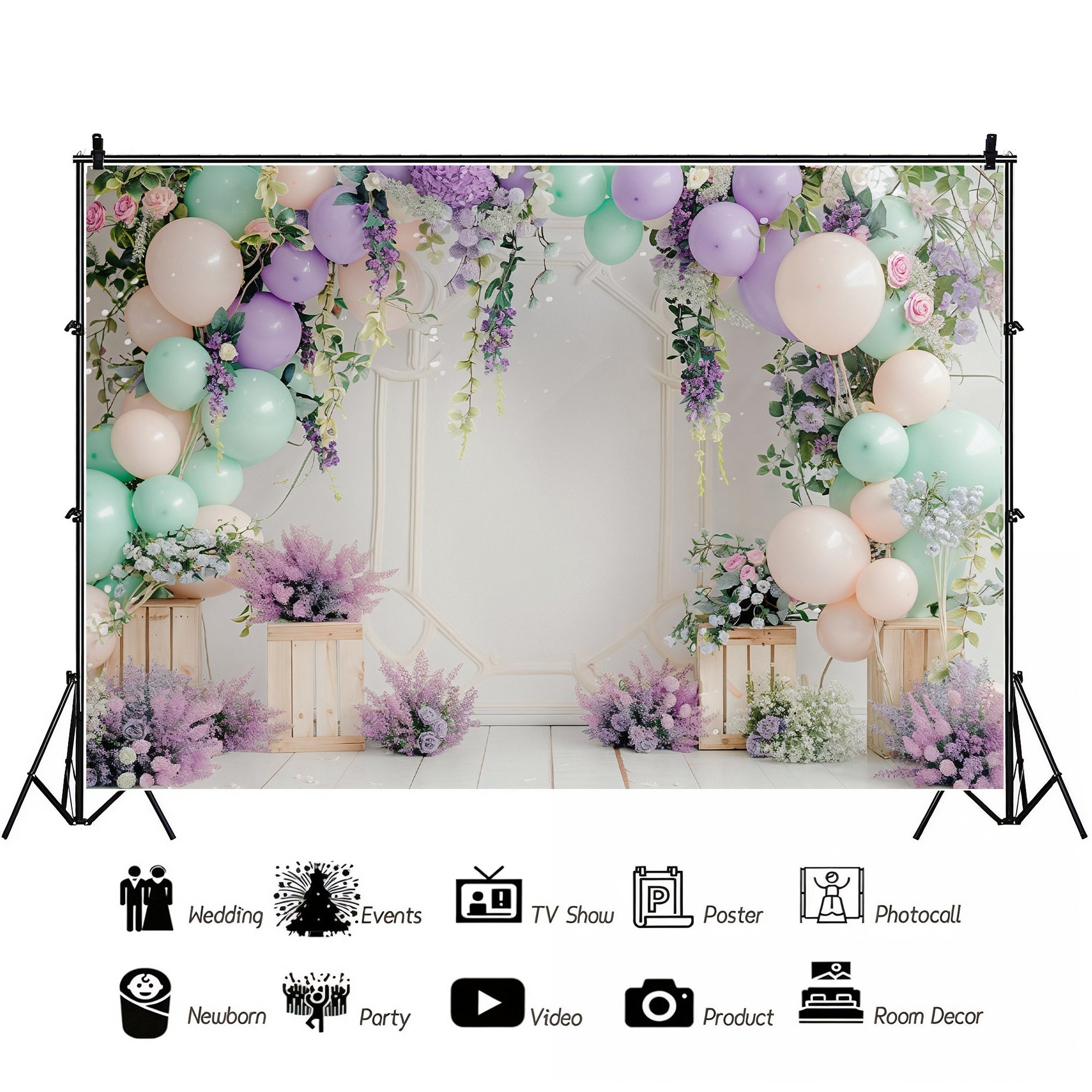 Pastel Floral Balloon Archway Backdrop