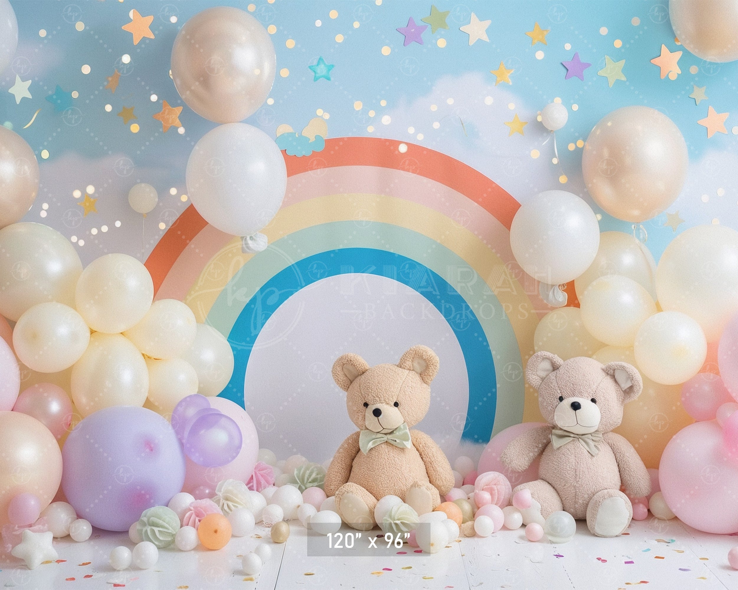 Rainbow Teddy Bear Balloon Backdrop