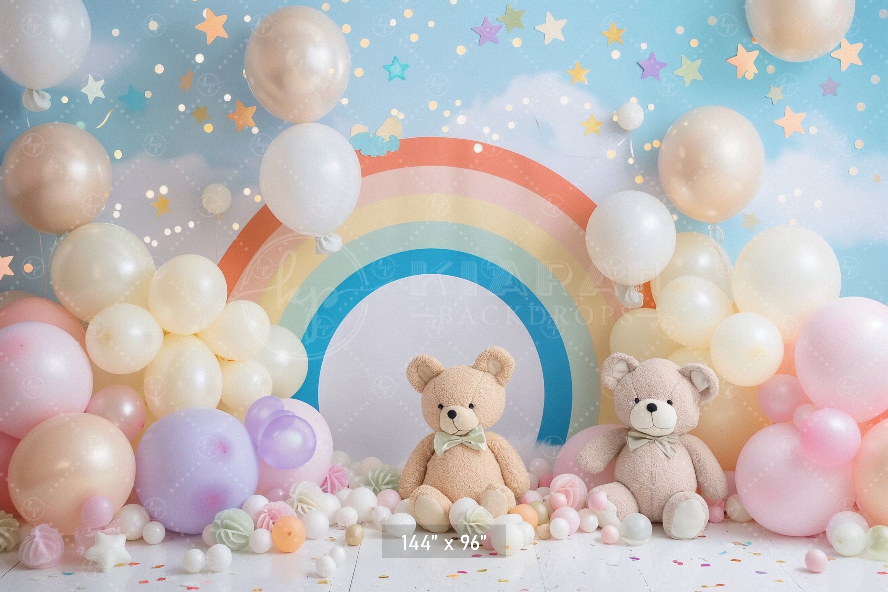 Rainbow Teddy Bear Balloon Backdrop