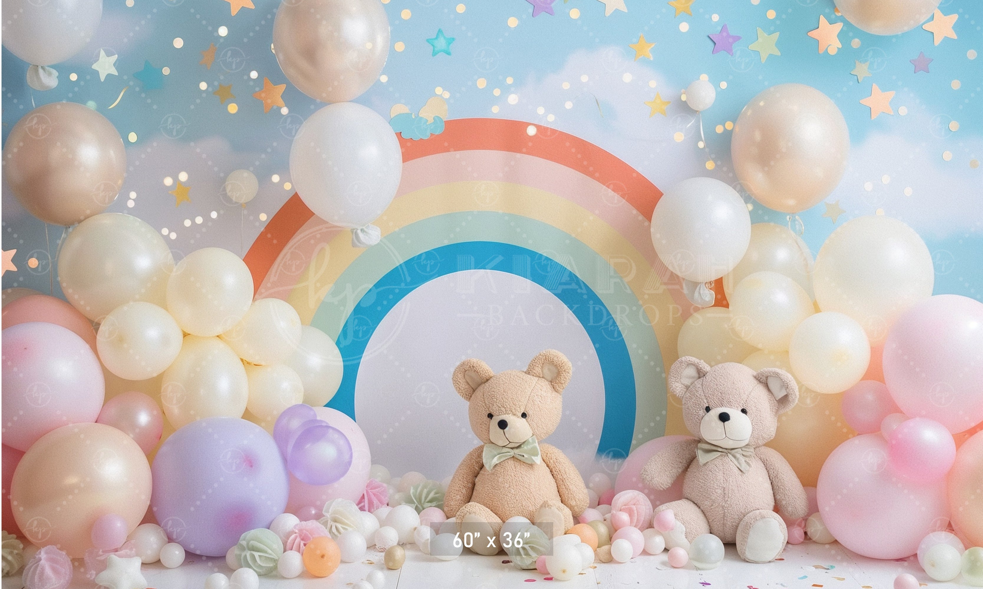 Rainbow Teddy Bear Balloon Backdrop