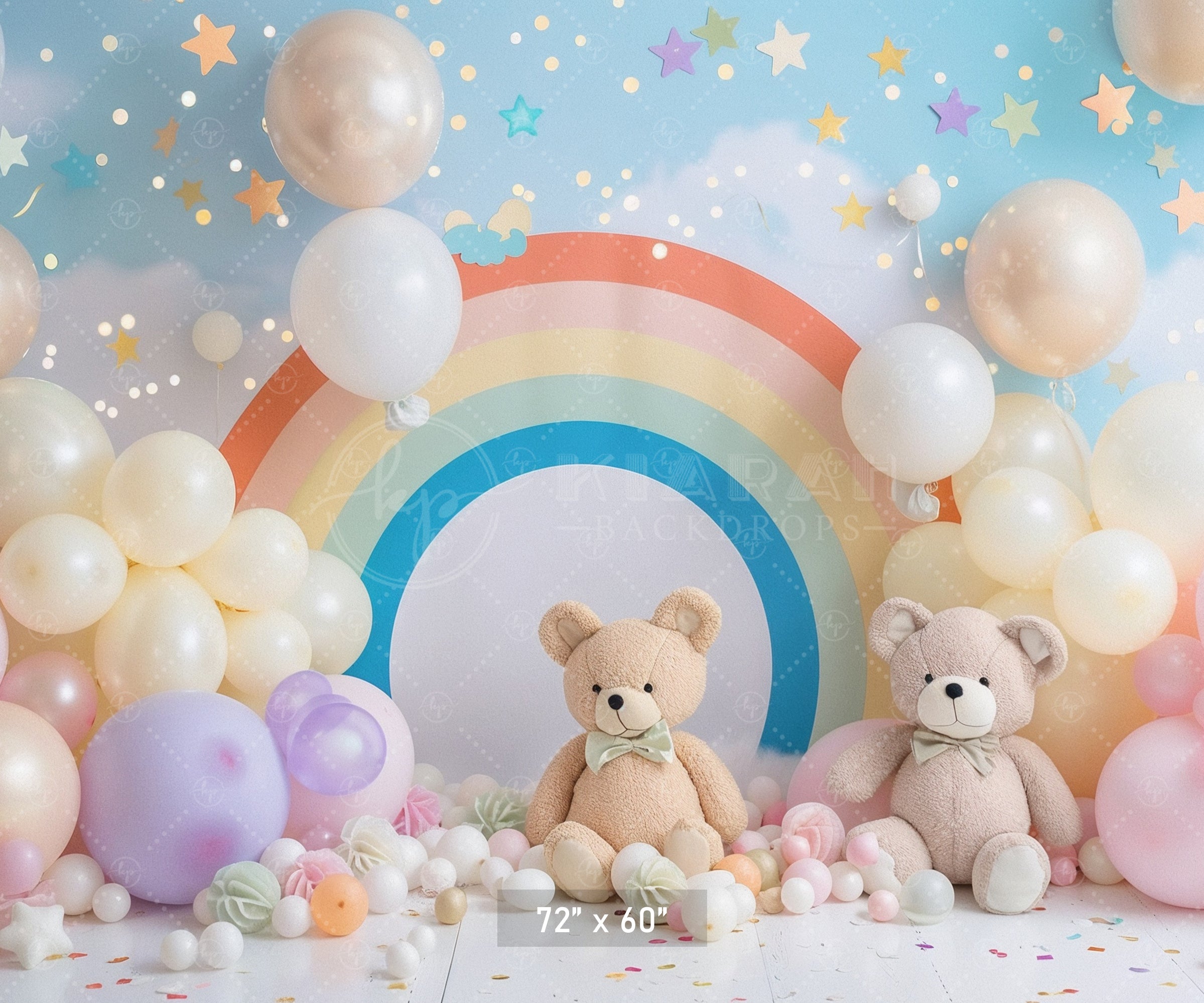Rainbow Teddy Bear Balloon Backdrop