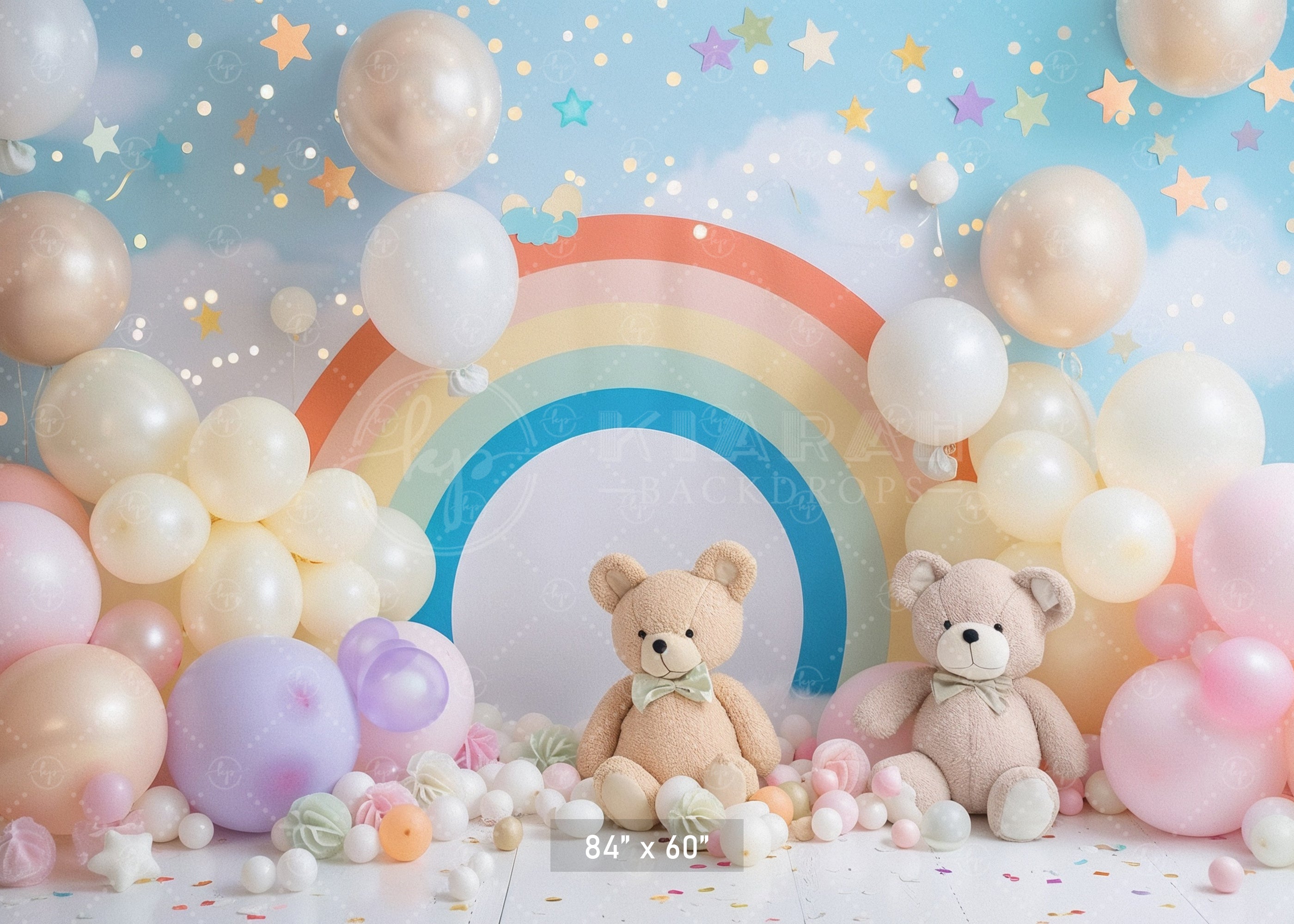 Rainbow Teddy Bear Balloon Backdrop