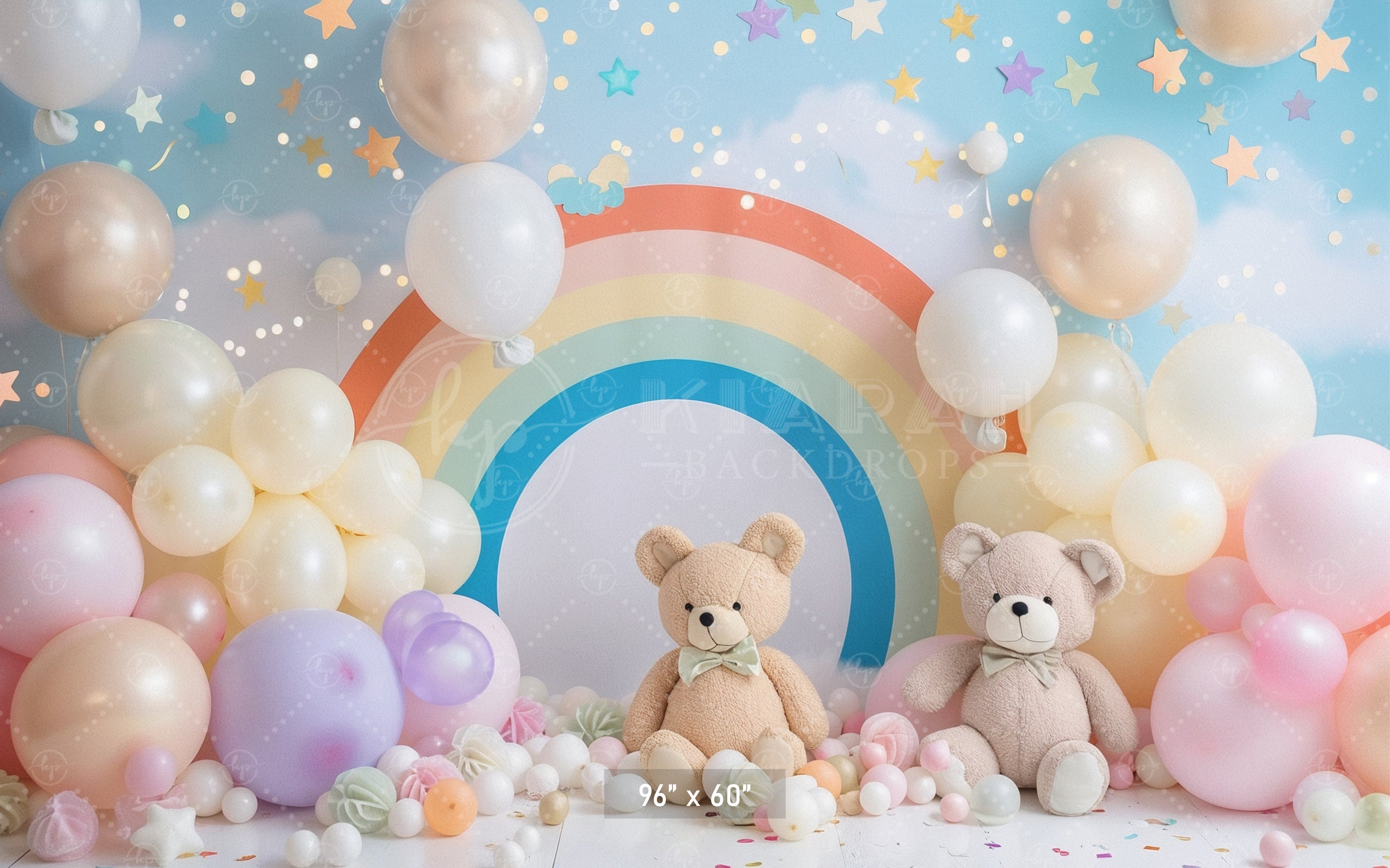Rainbow Teddy Bear Balloon Backdrop