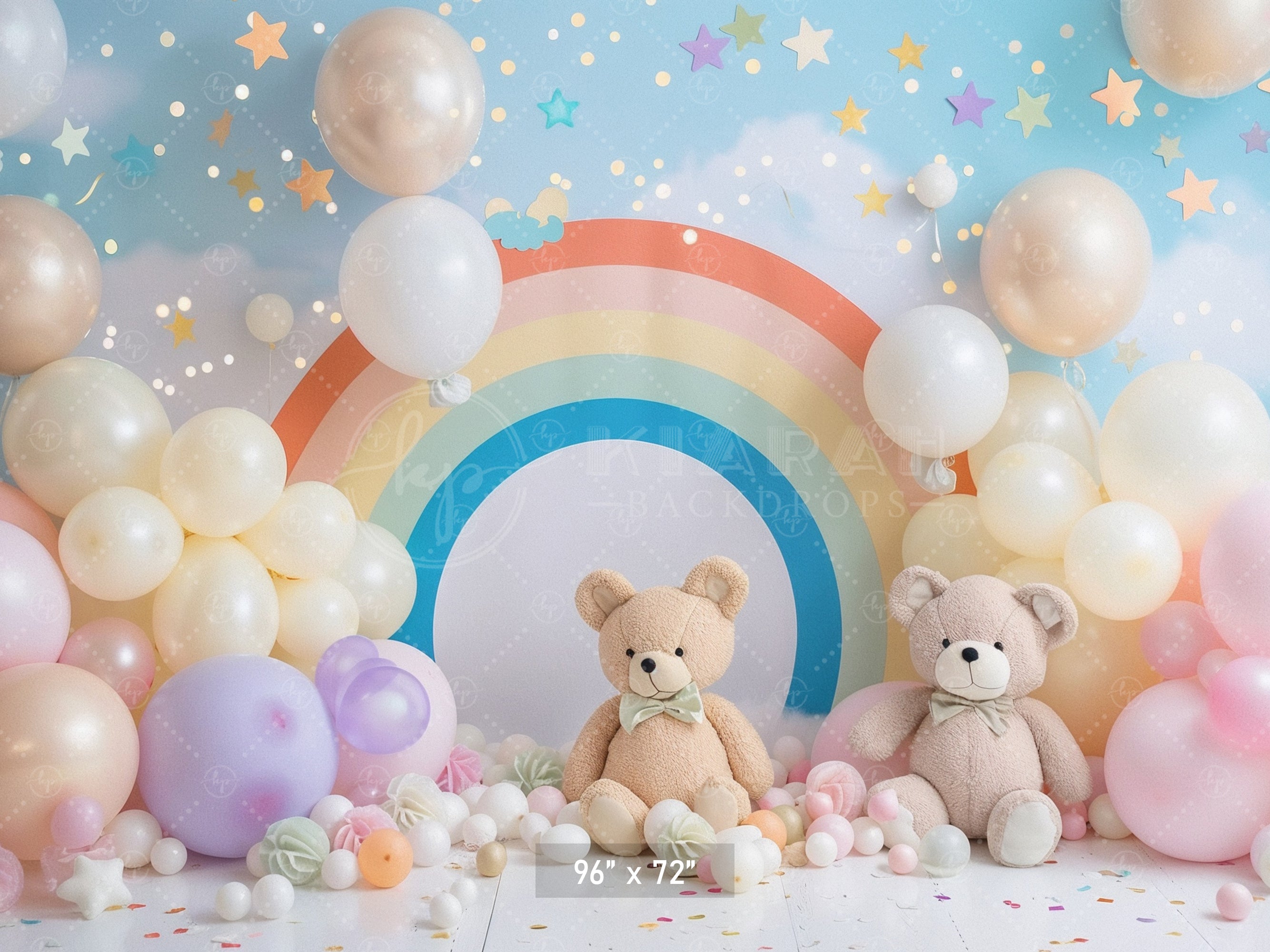 Rainbow Teddy Bear Balloon Backdrop