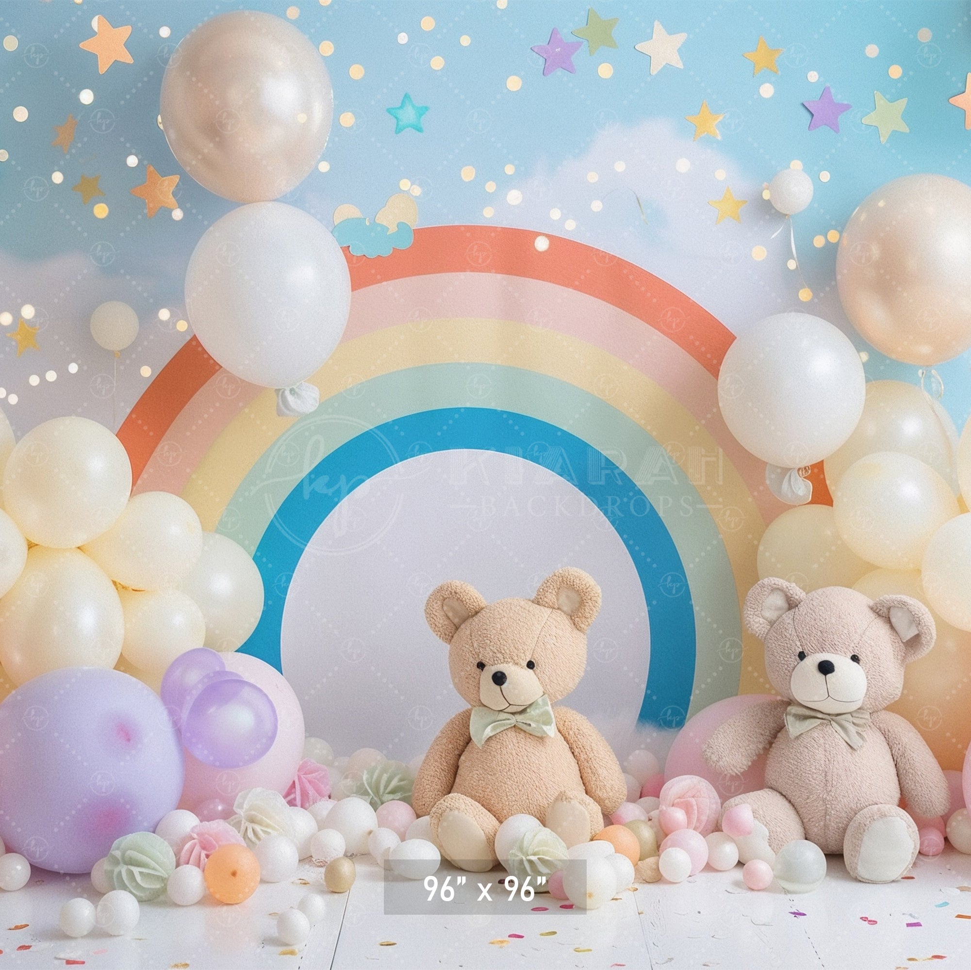 Rainbow Teddy Bear Balloon Backdrop