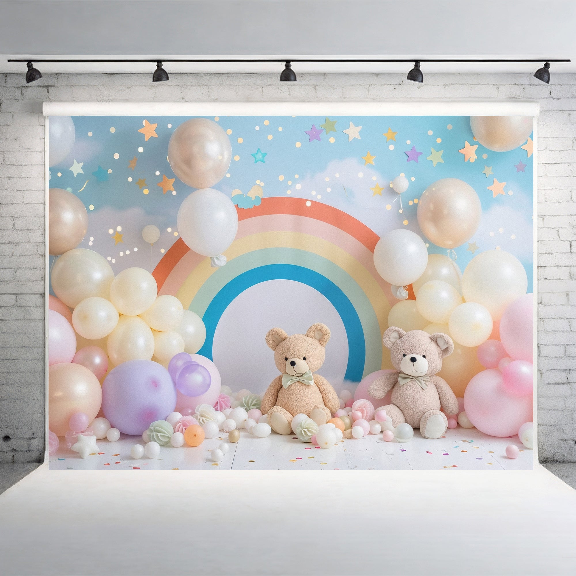 Rainbow Teddy Bear Balloon Backdrop