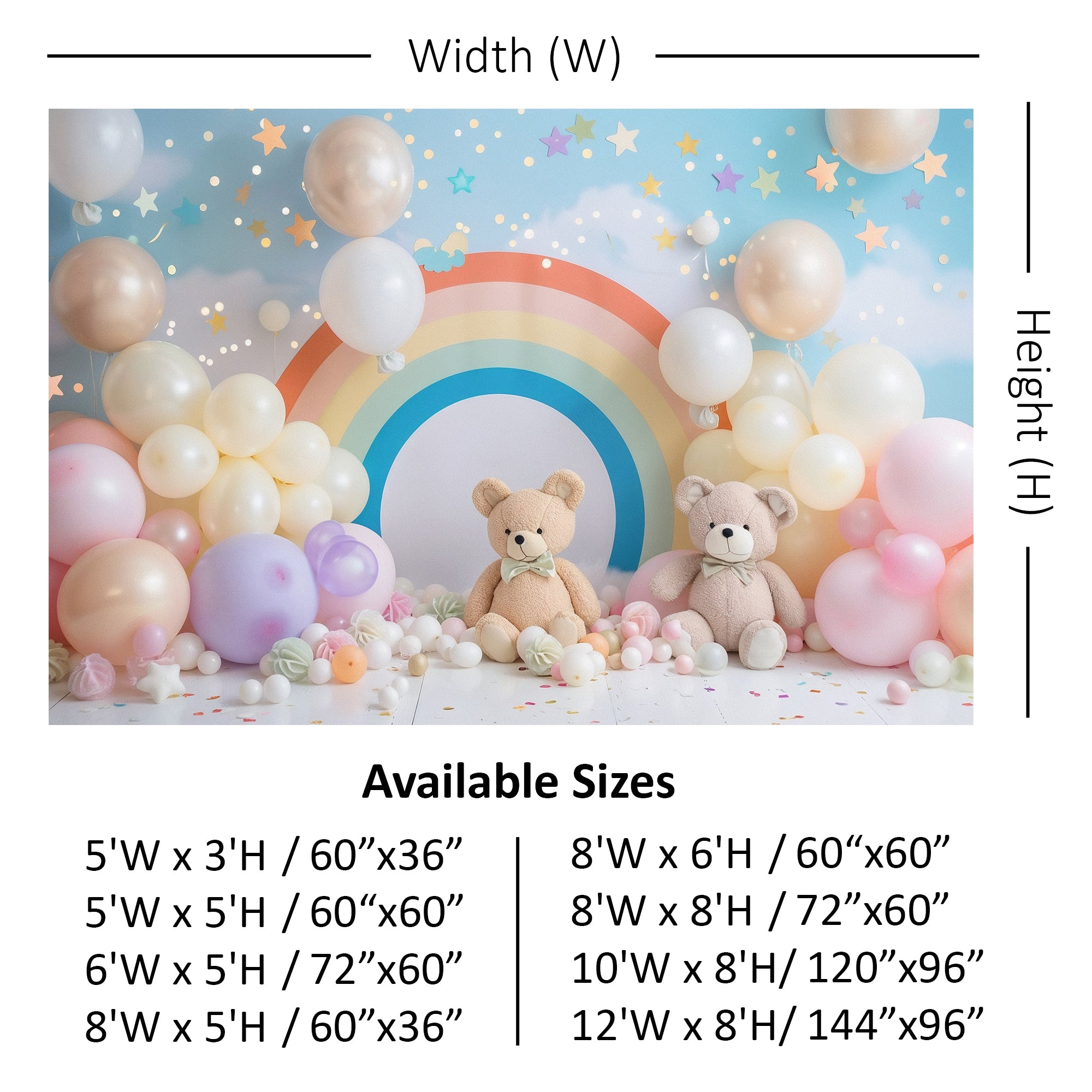 Rainbow Teddy Bear Balloon Backdrop