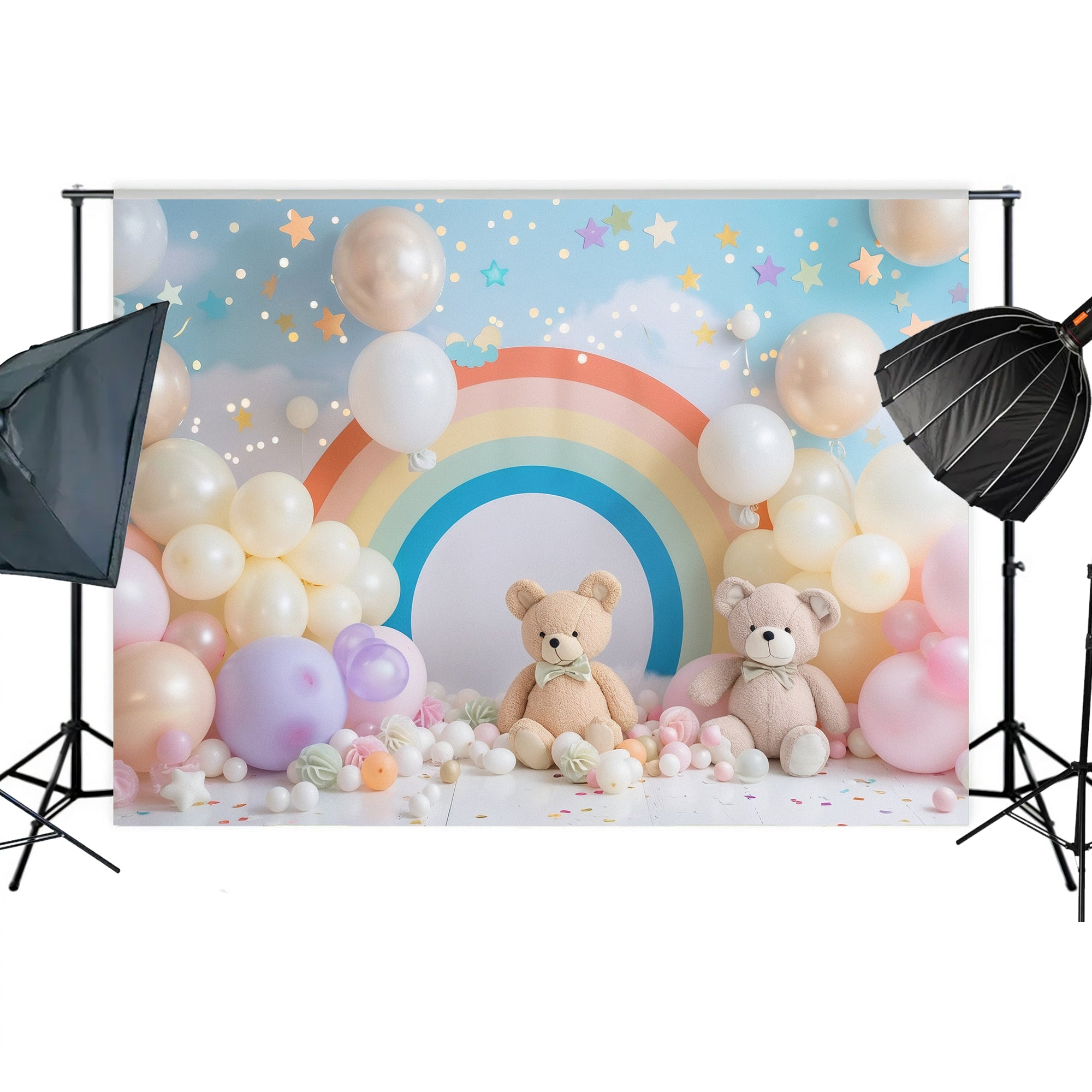 Rainbow Teddy Bear Balloon Backdrop