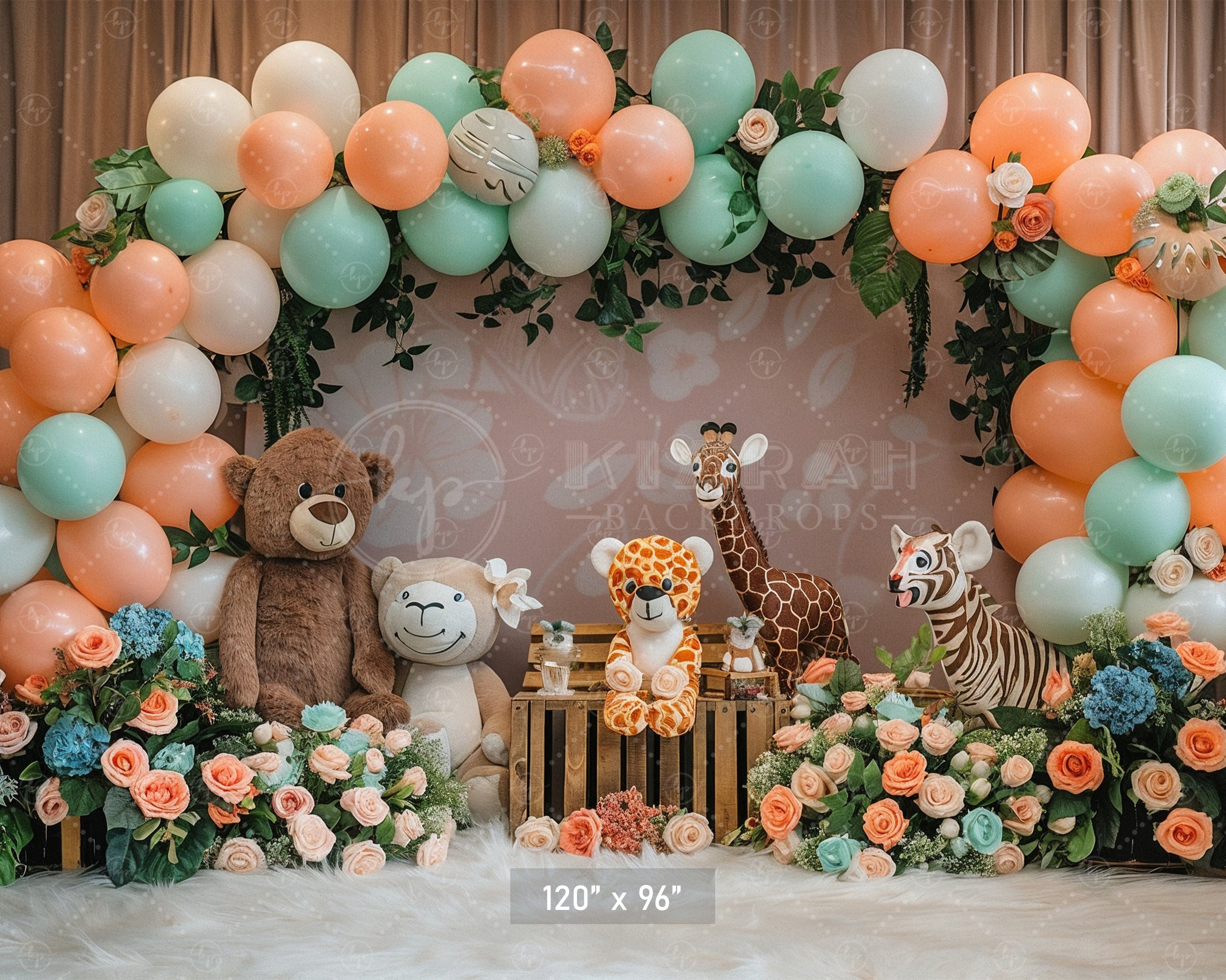 Safari Animal Balloon Arch Backdrop
