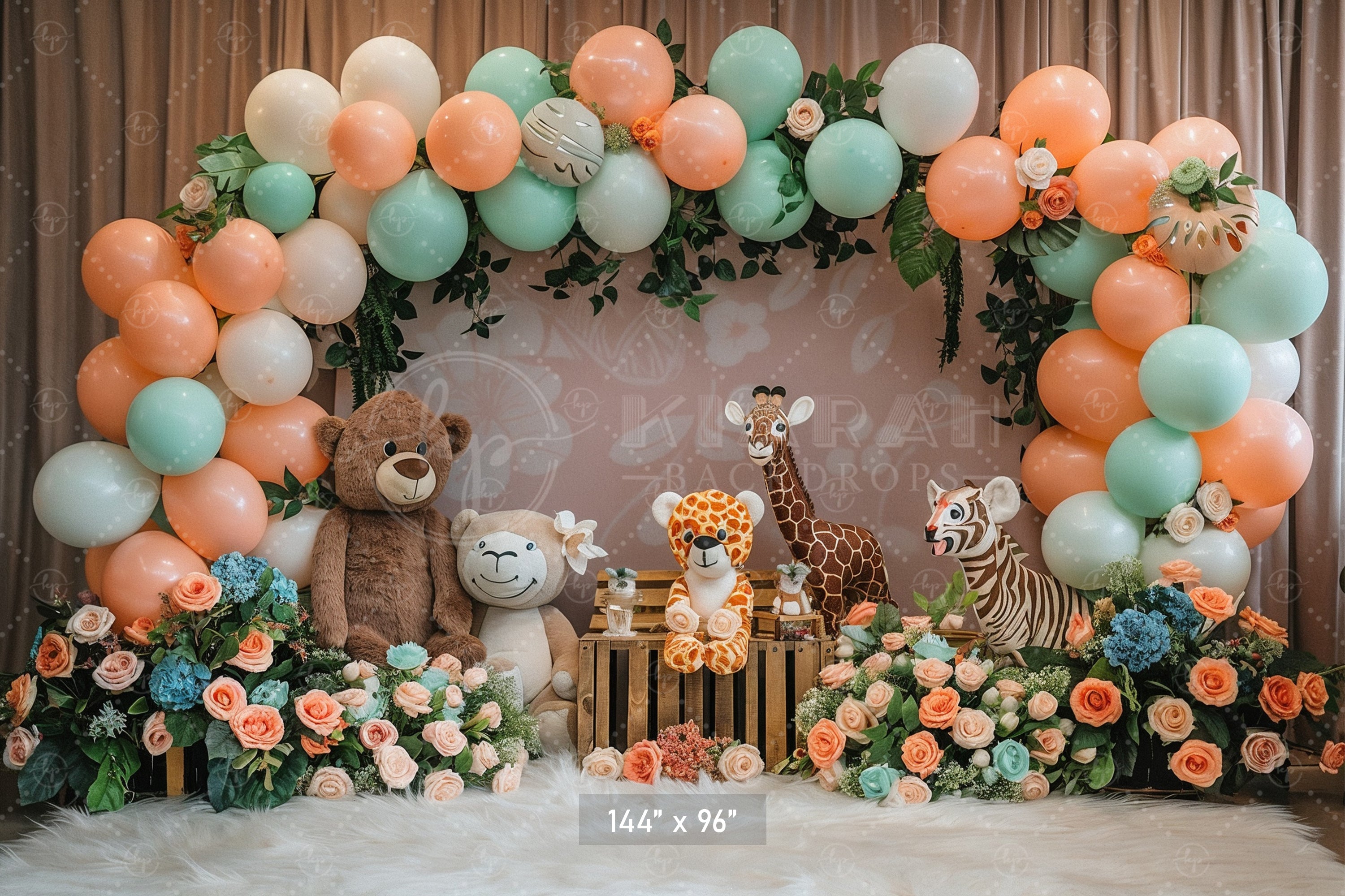 Safari Animal Balloon Arch Backdrop