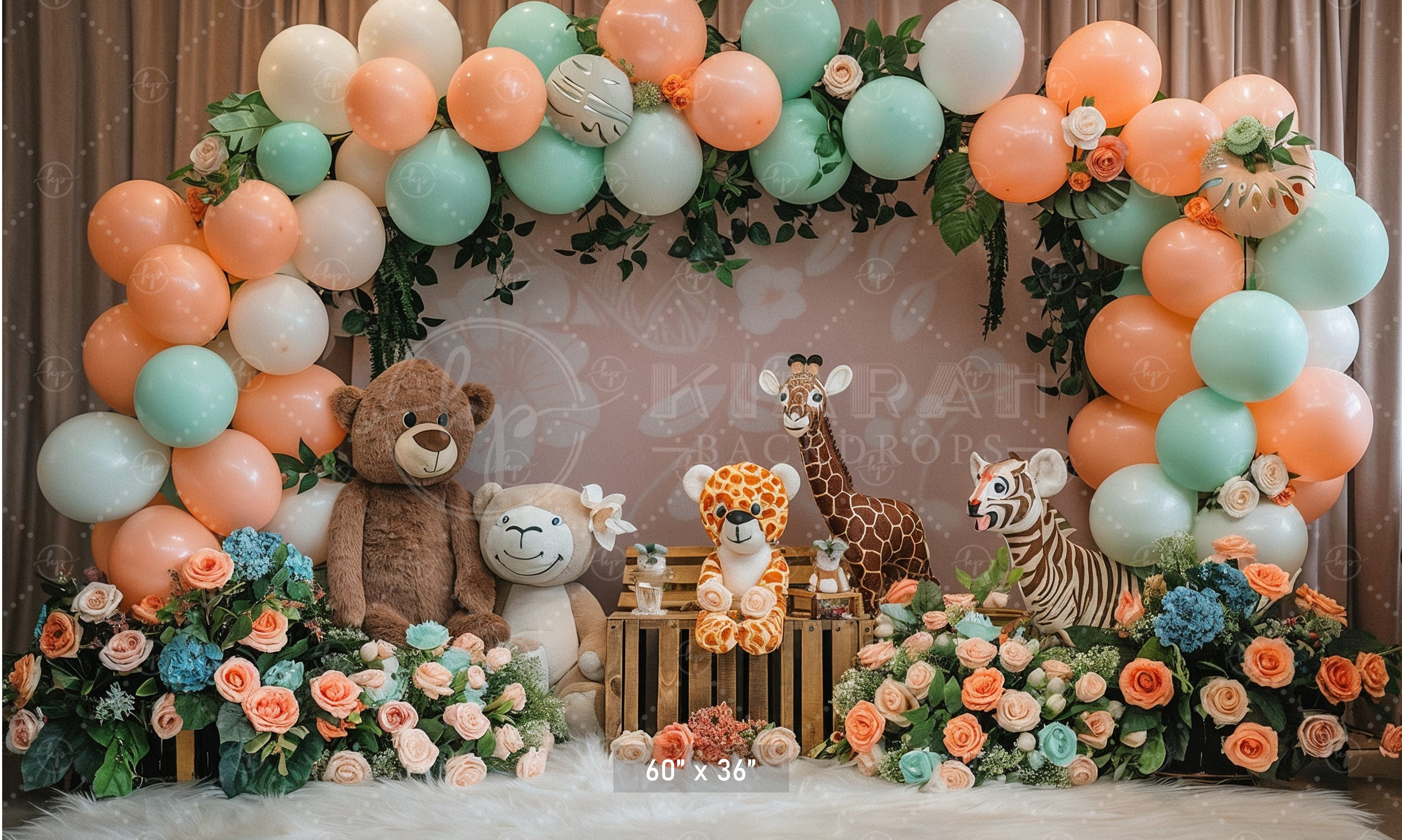 Safari Animal Balloon Arch Backdrop