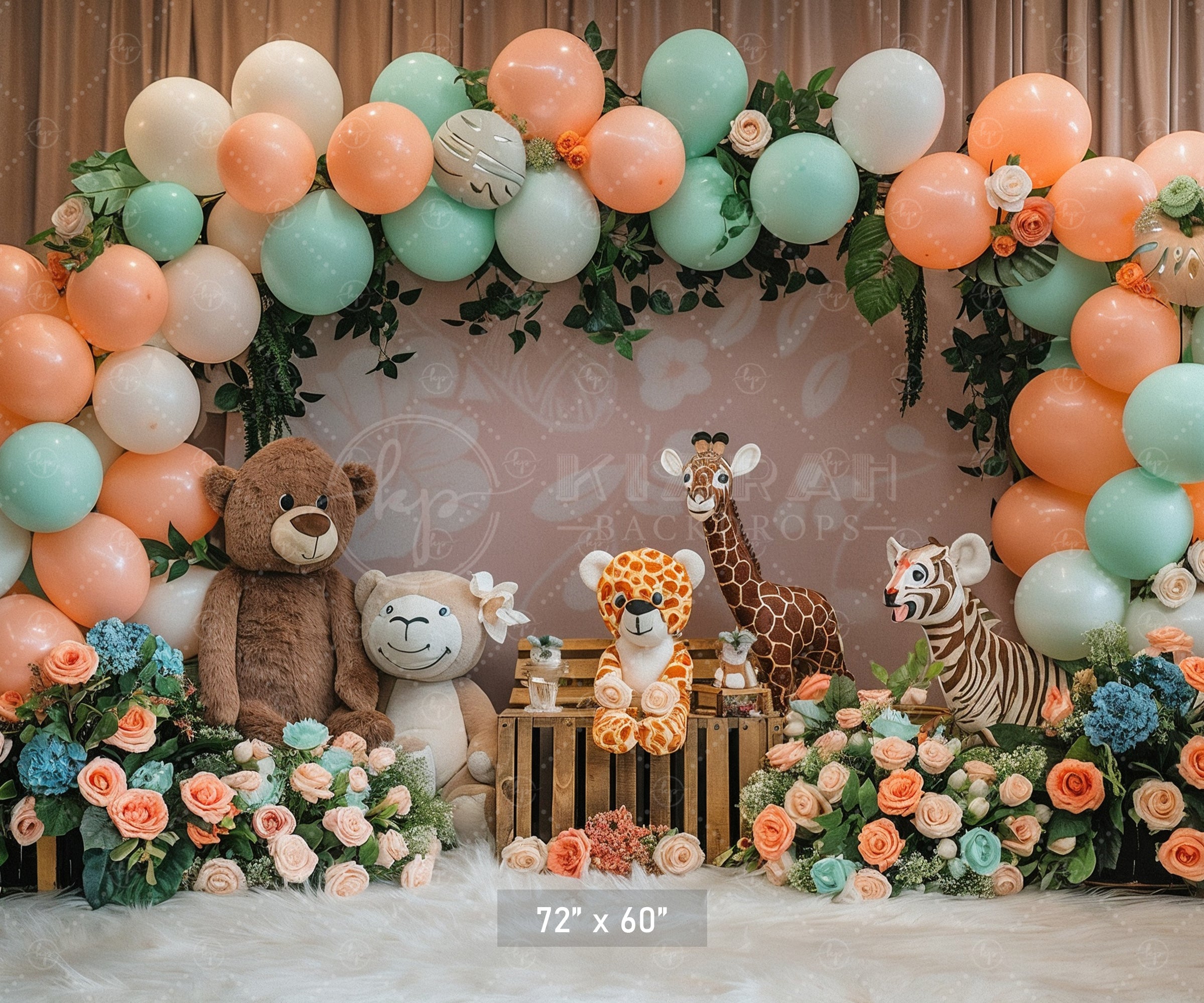 Safari Animal Balloon Arch Backdrop