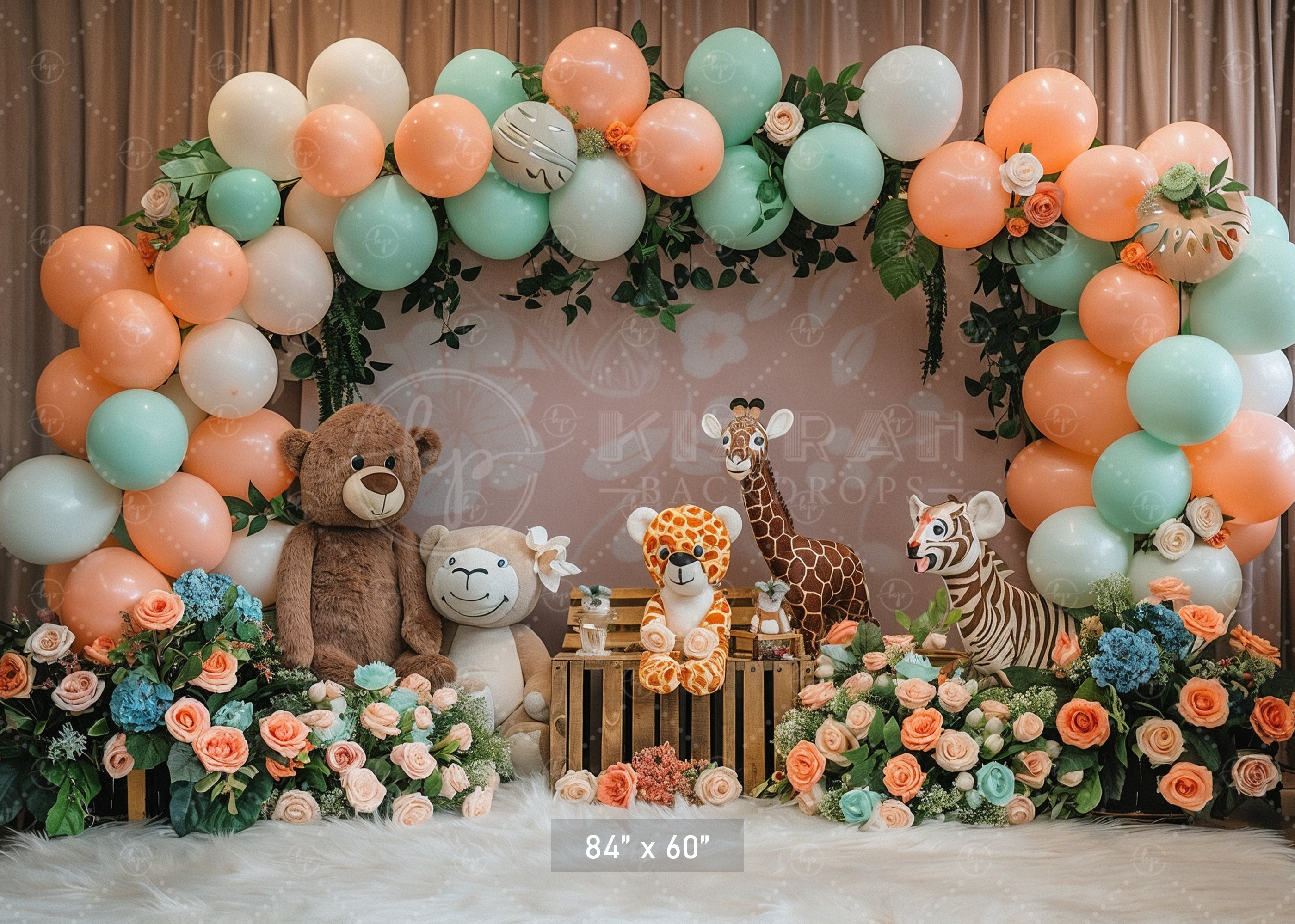 Safari Animal Balloon Arch Backdrop