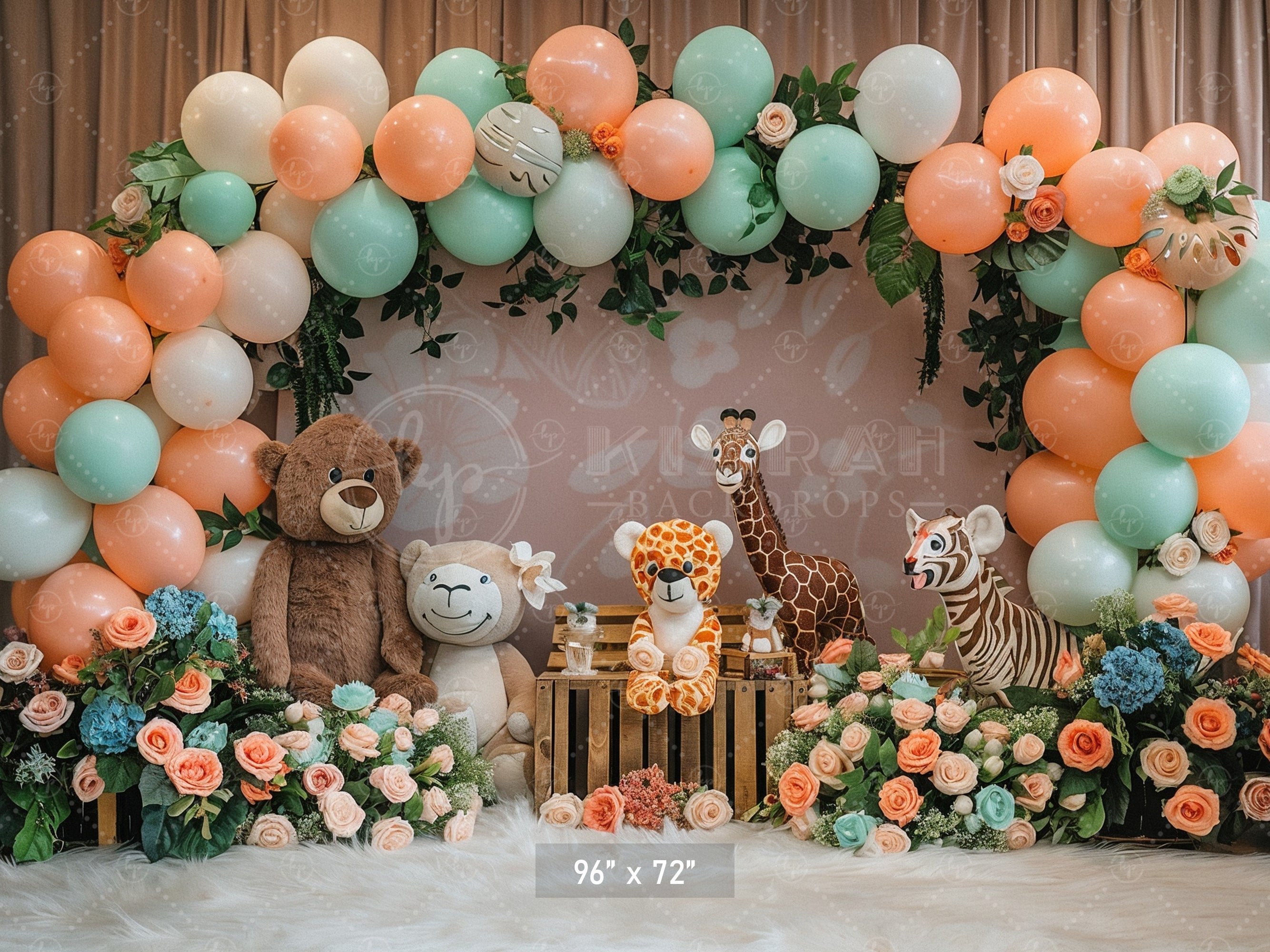 Safari Animal Balloon Arch Backdrop