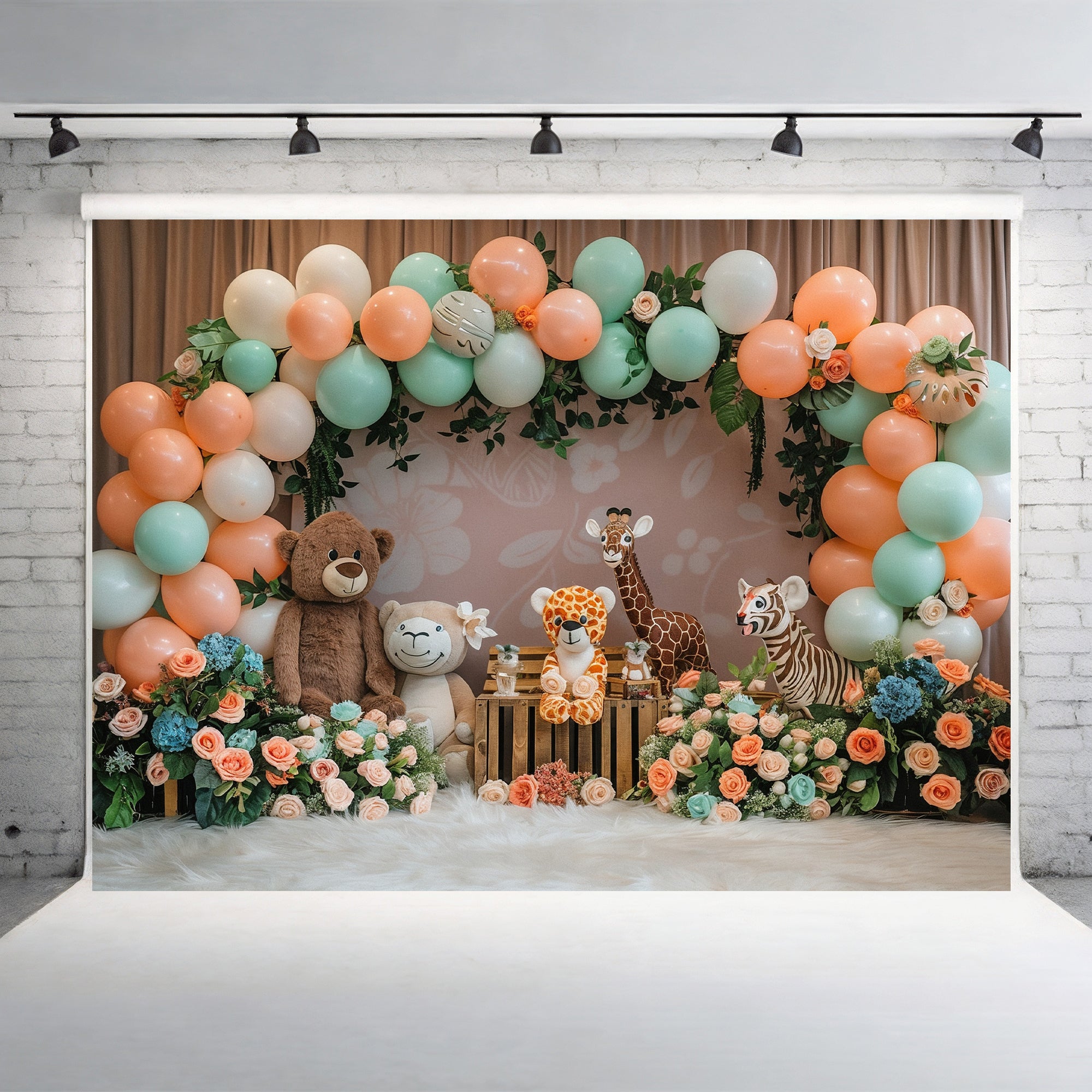 Safari Animal Balloon Arch Backdrop