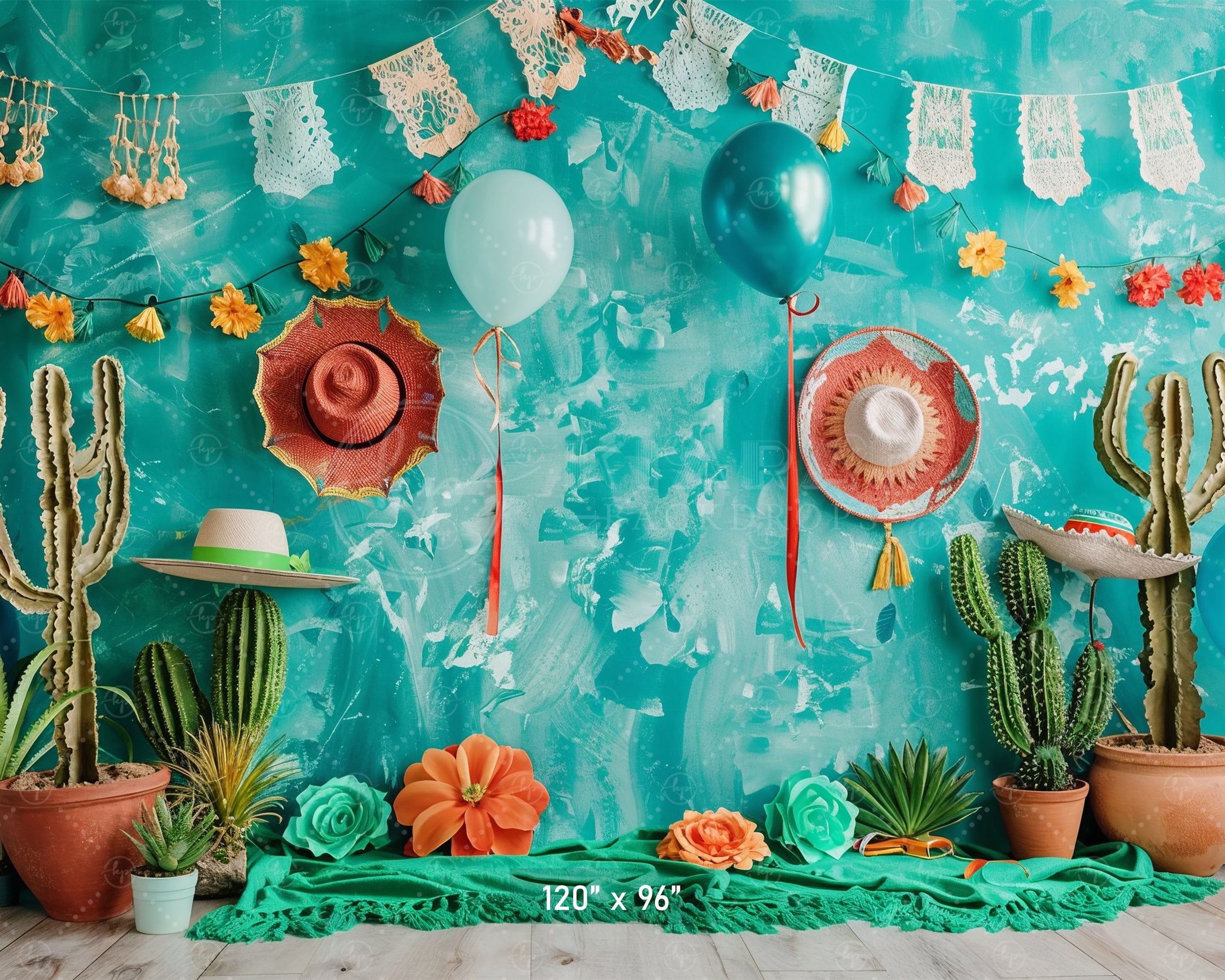 Fiesta Cactus Party Backdrop