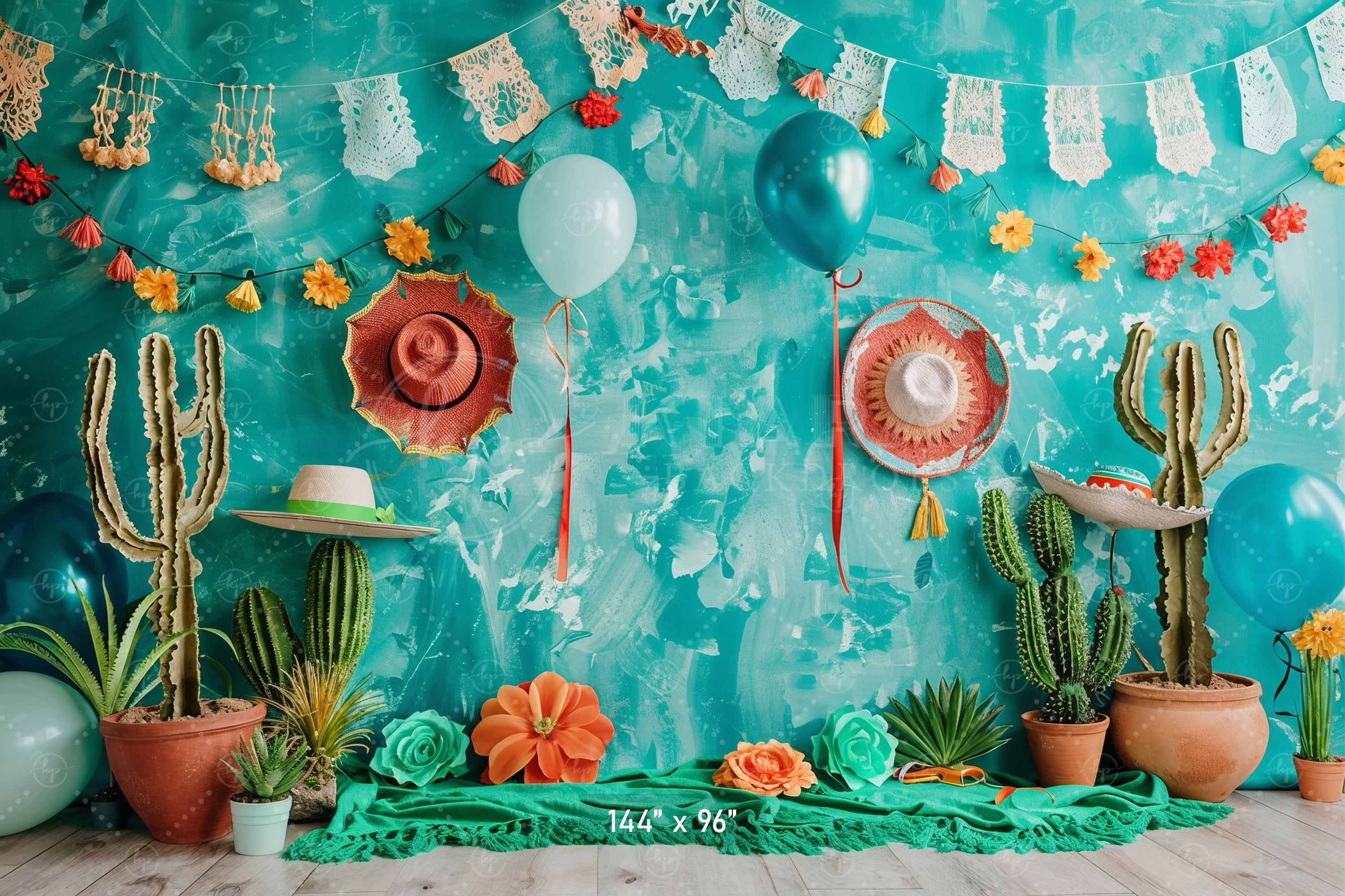 Fiesta Cactus Party Backdrop