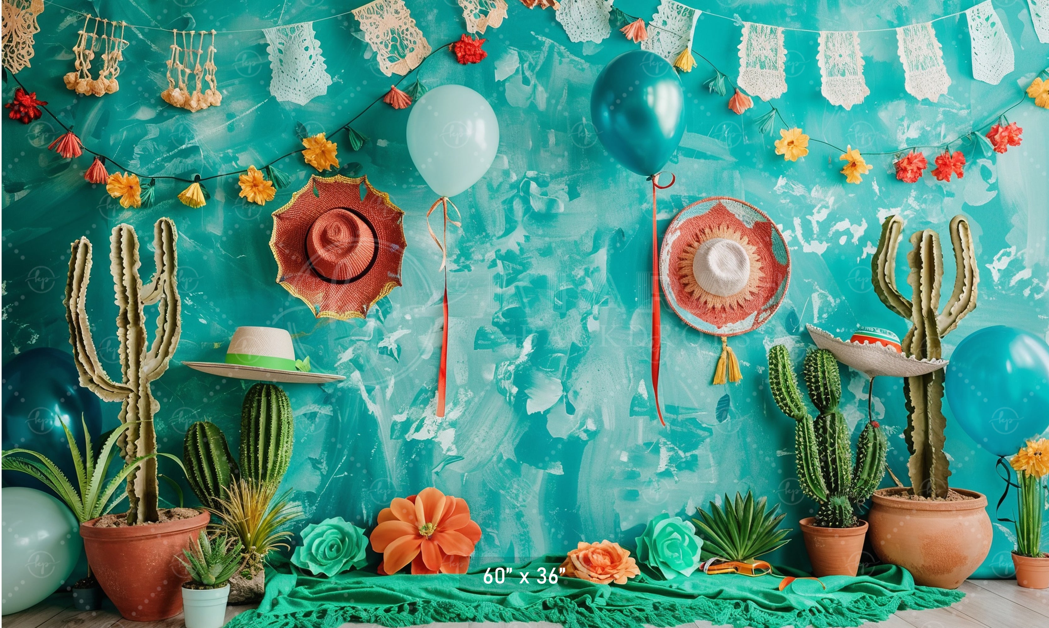 Fiesta Cactus Party Backdrop