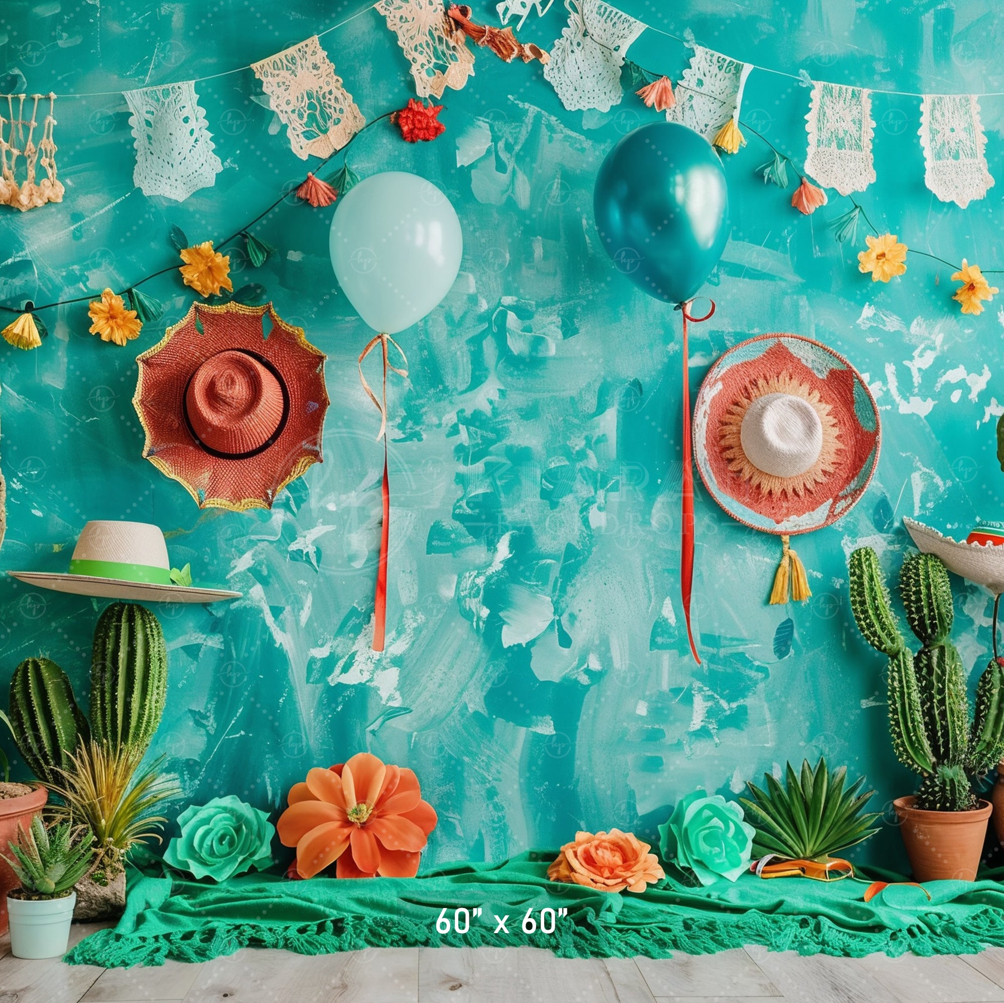Fiesta Cactus Party Backdrop