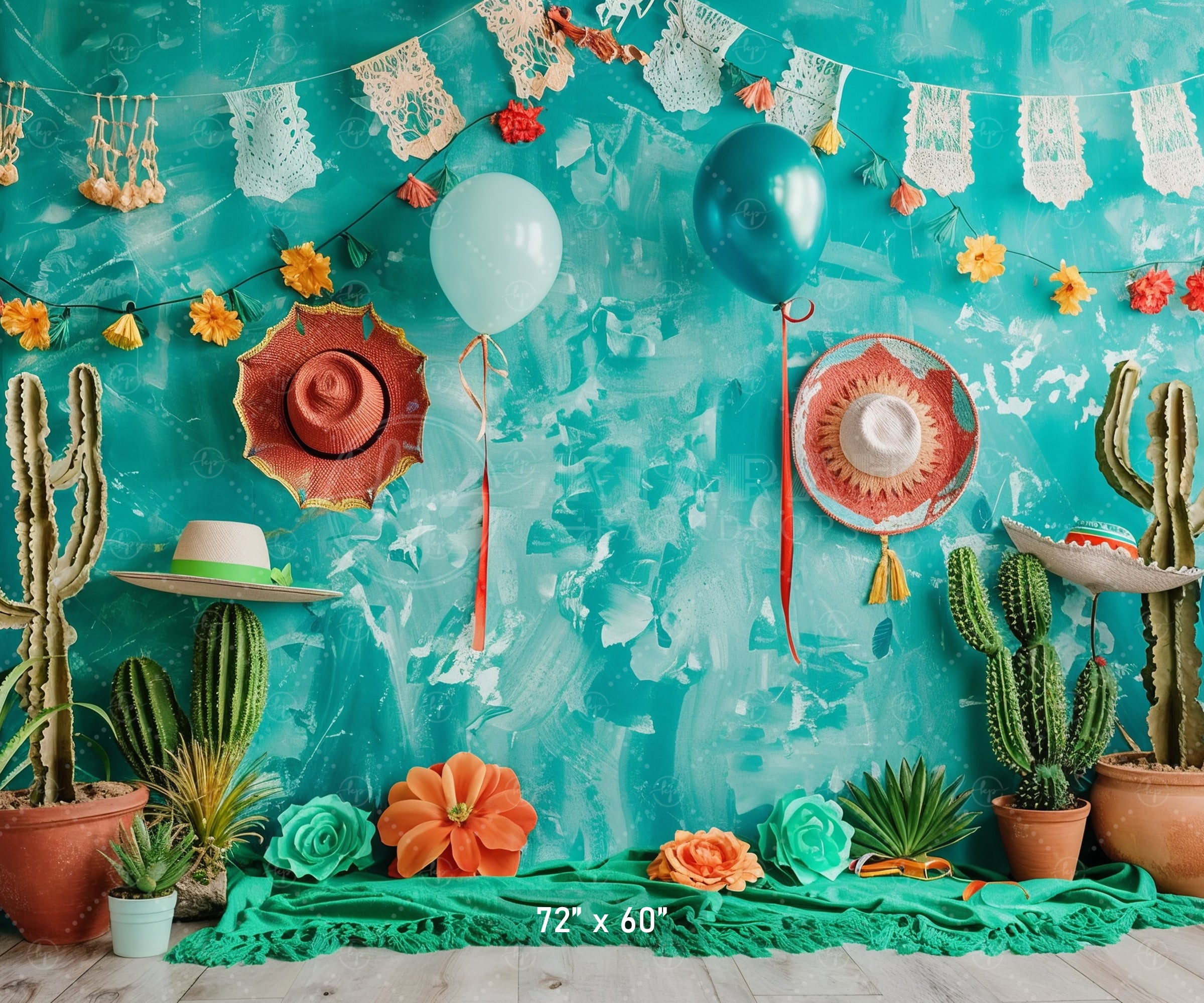 Fiesta Cactus Party Backdrop