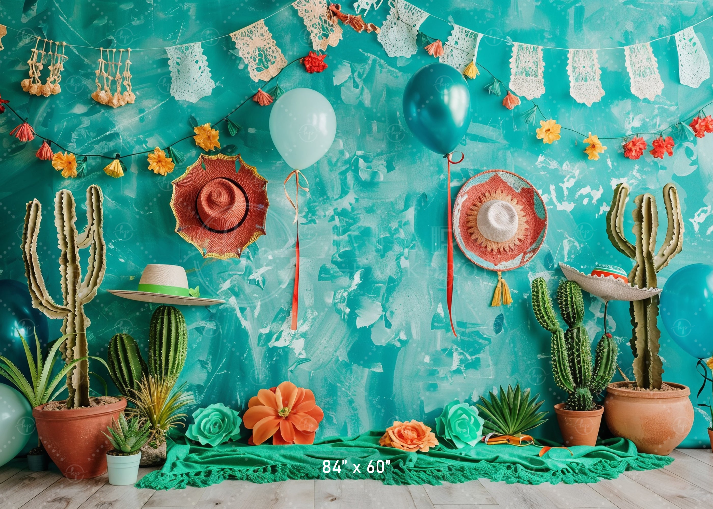 Fiesta Cactus Party Backdrop