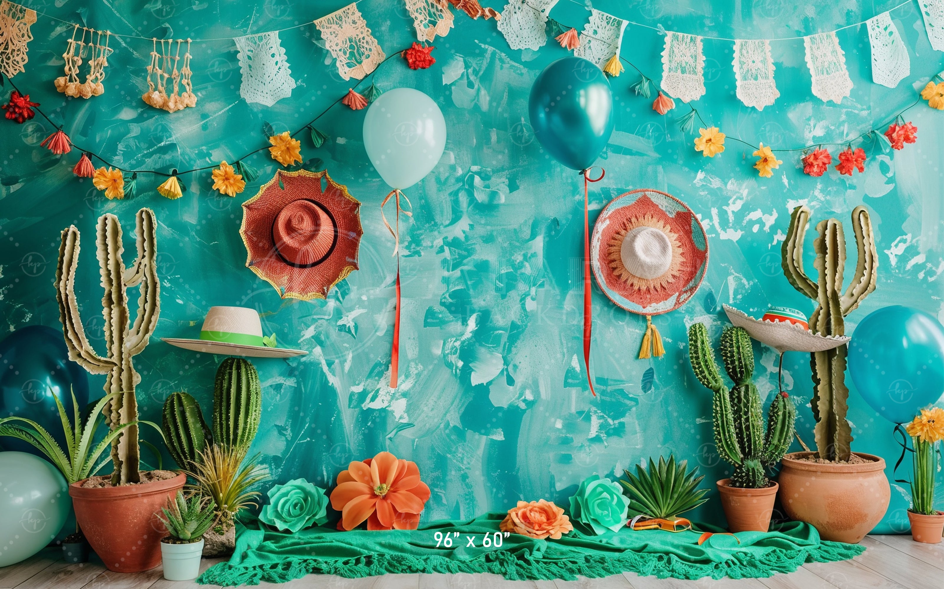 Fiesta Cactus Party Backdrop