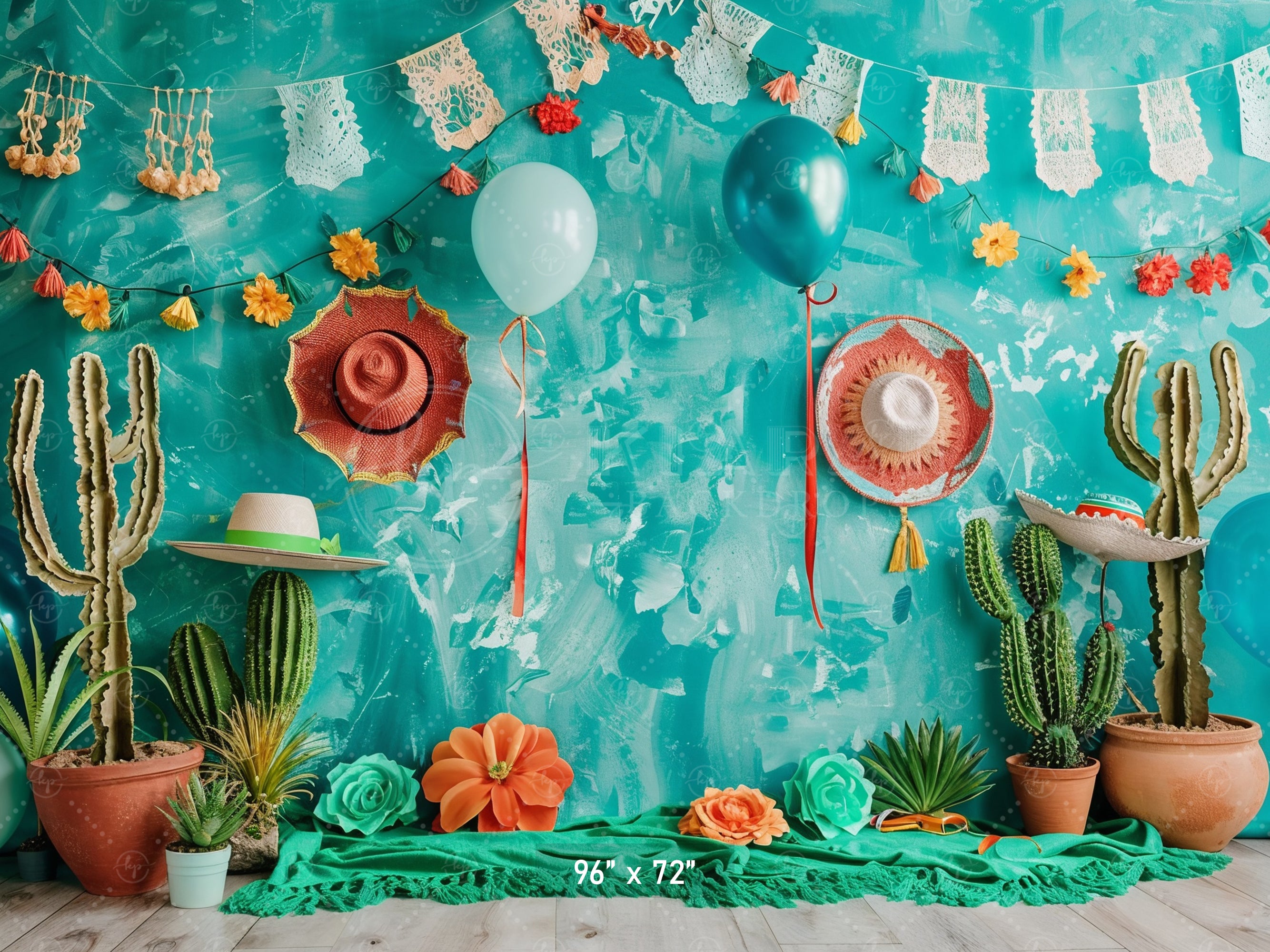 Fiesta Cactus Party Backdrop