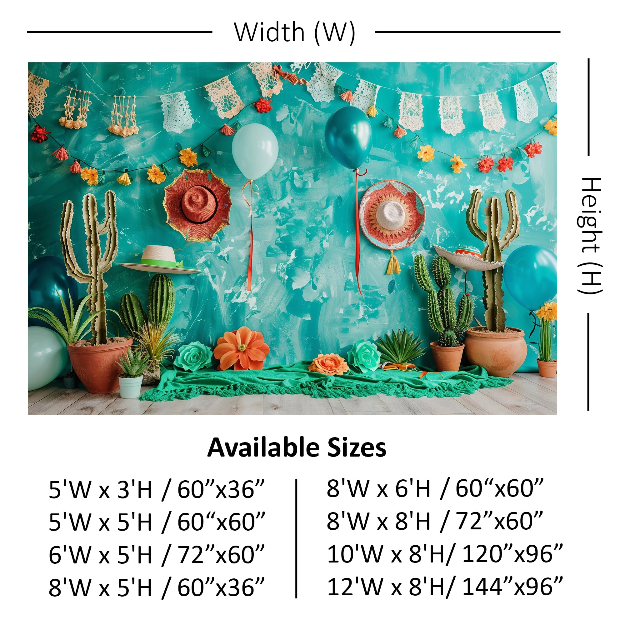 Fiesta Cactus Party Backdrop