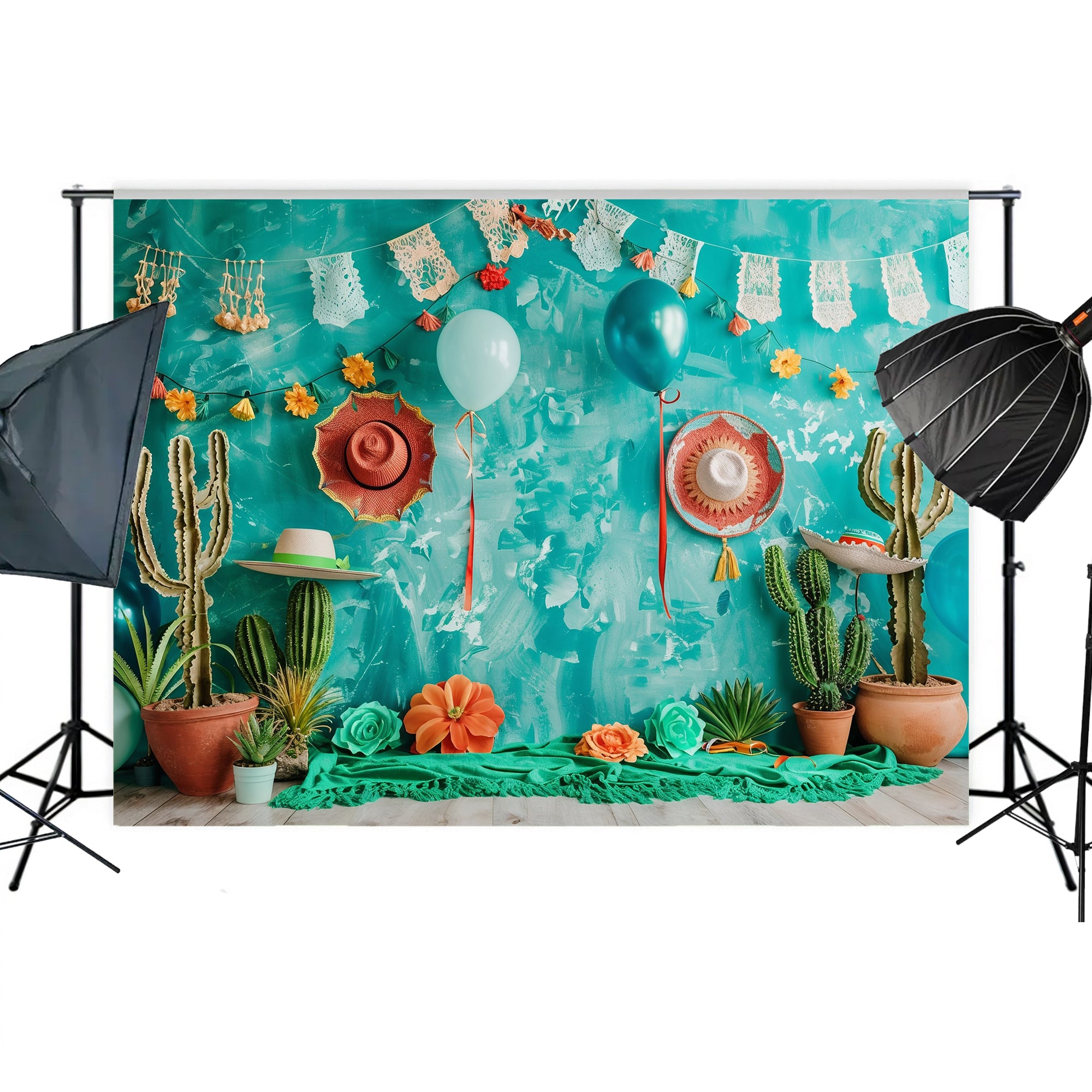 Fiesta Cactus Party Backdrop