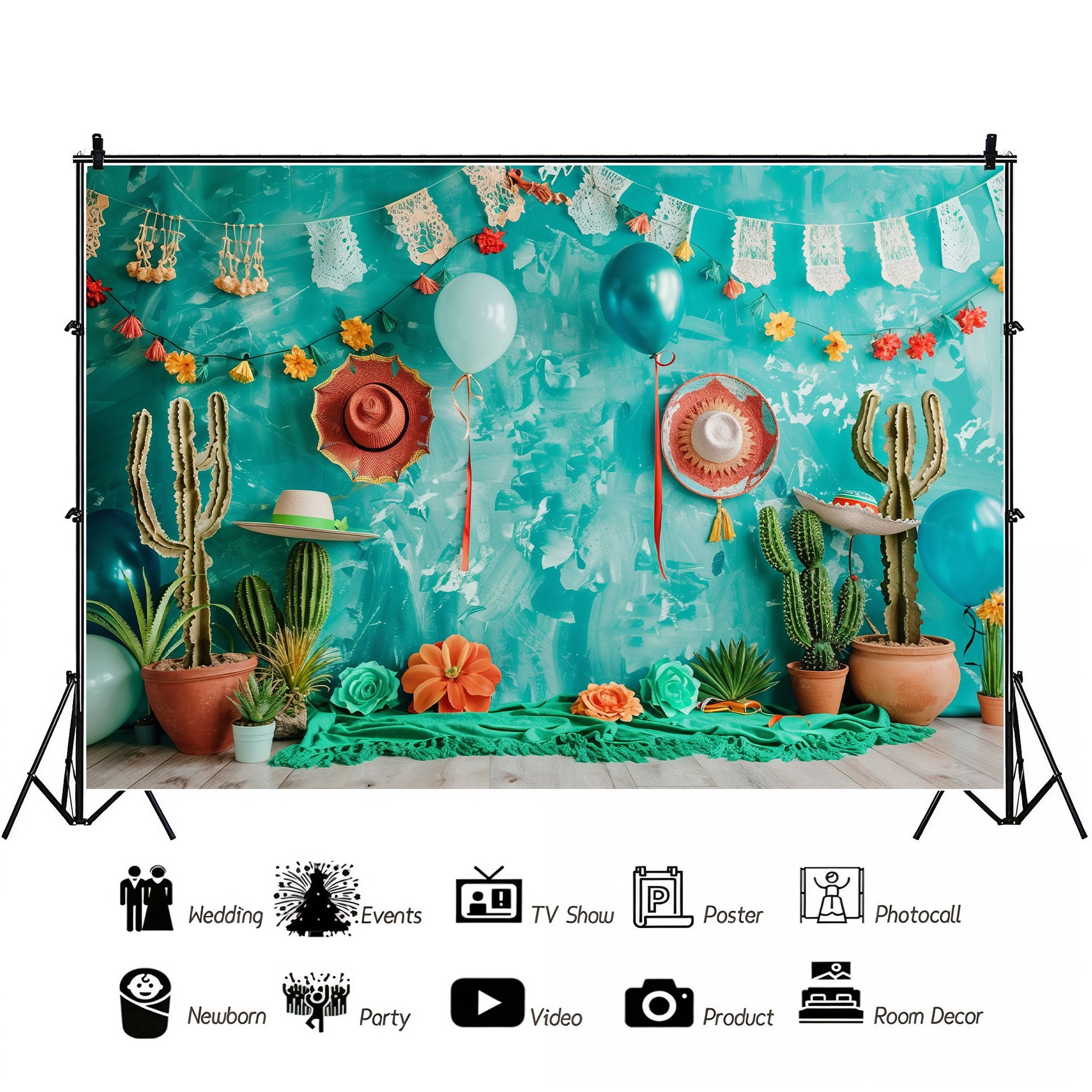 Fiesta Cactus Party Backdrop
