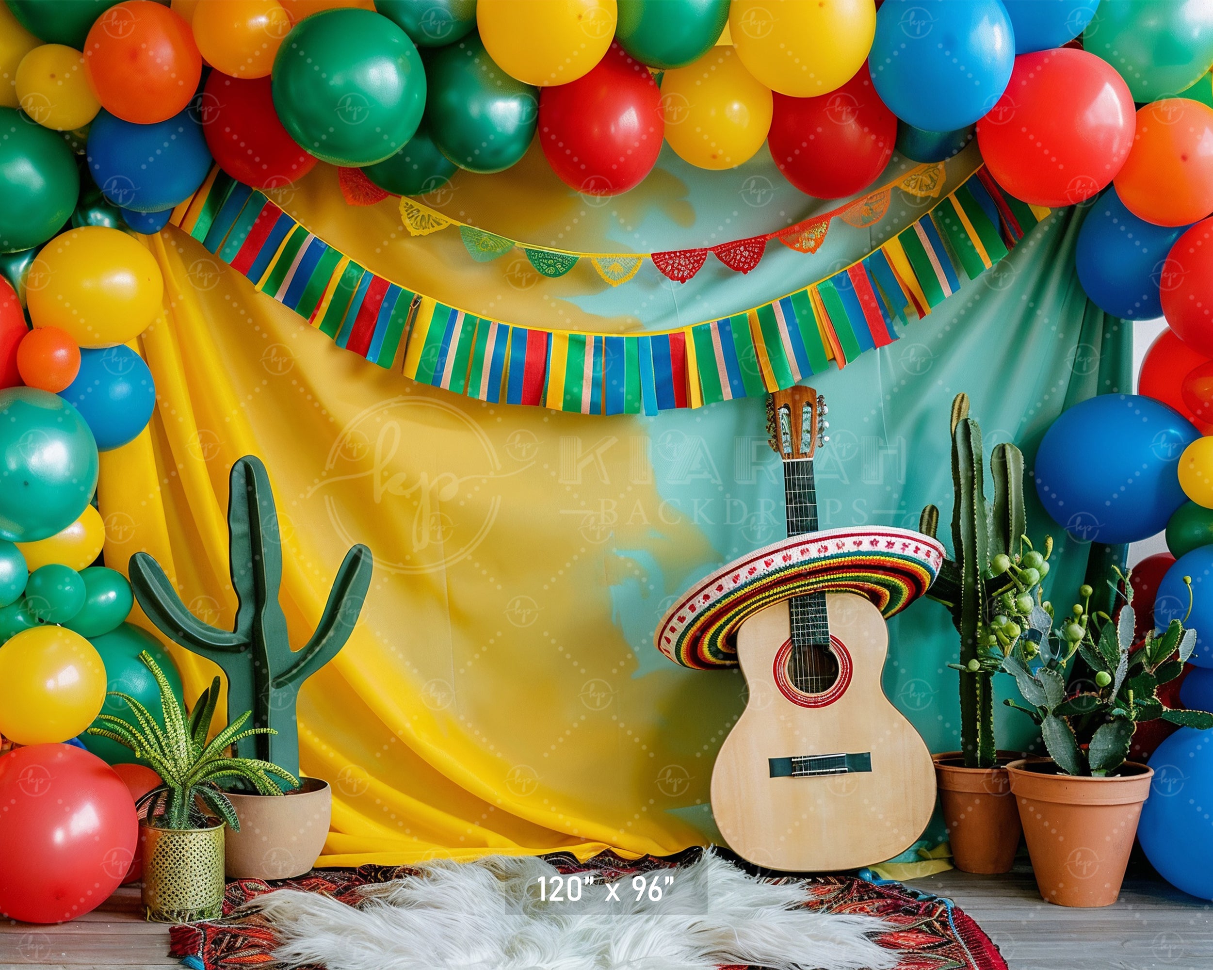 Mexican Fiesta Guitar and Cactus