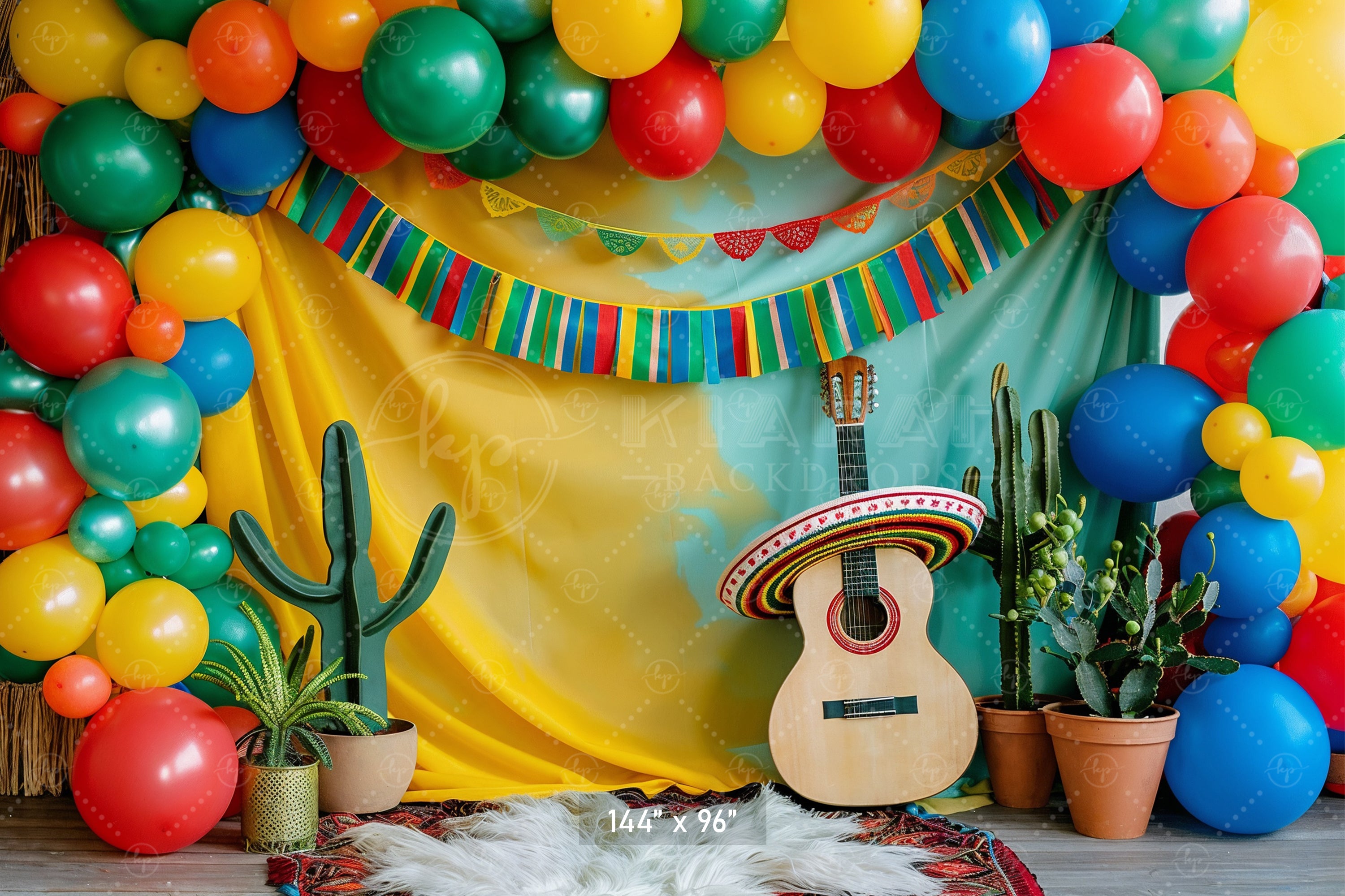 Mexican Fiesta Guitar and Cactus