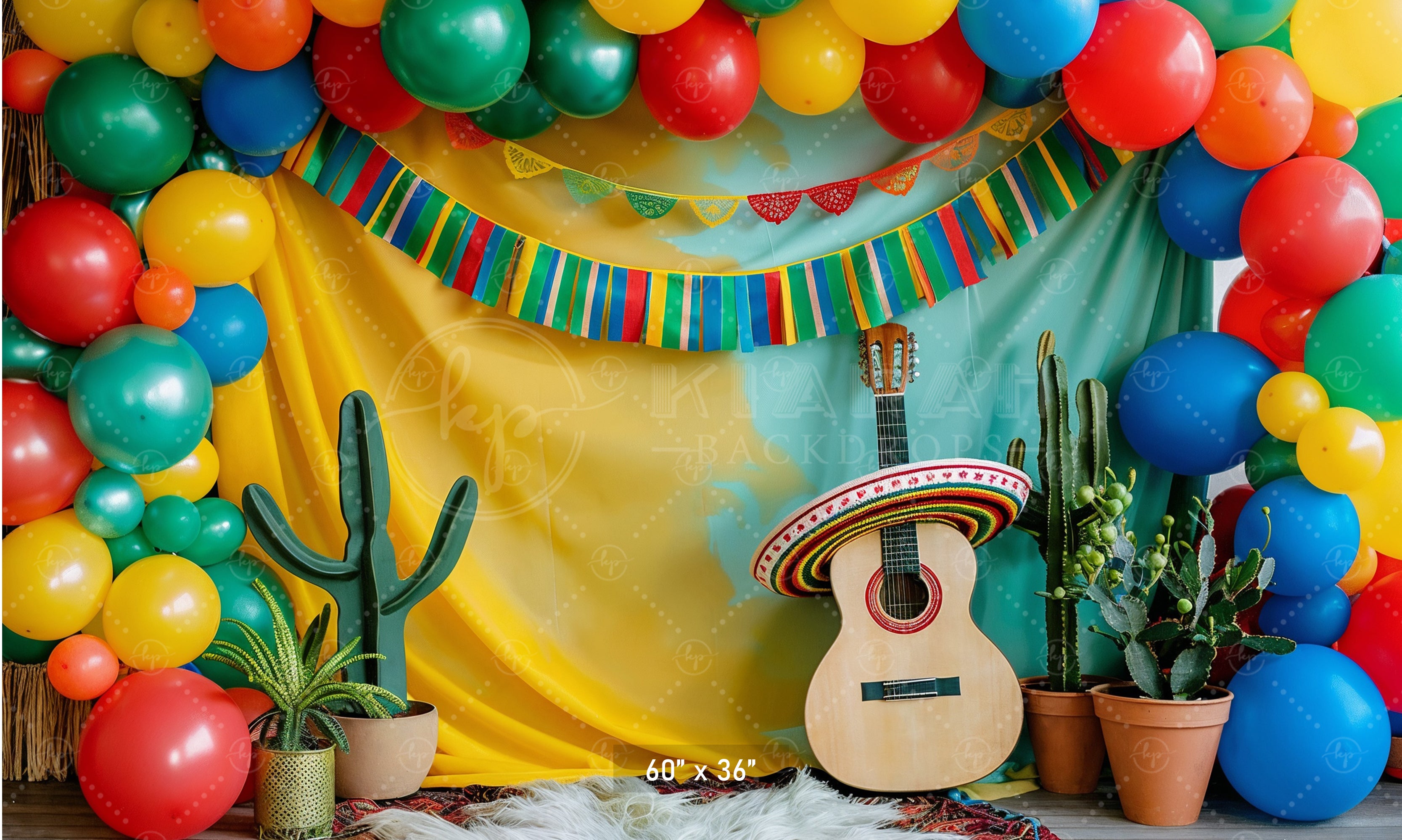 Mexican Fiesta Guitar and Cactus