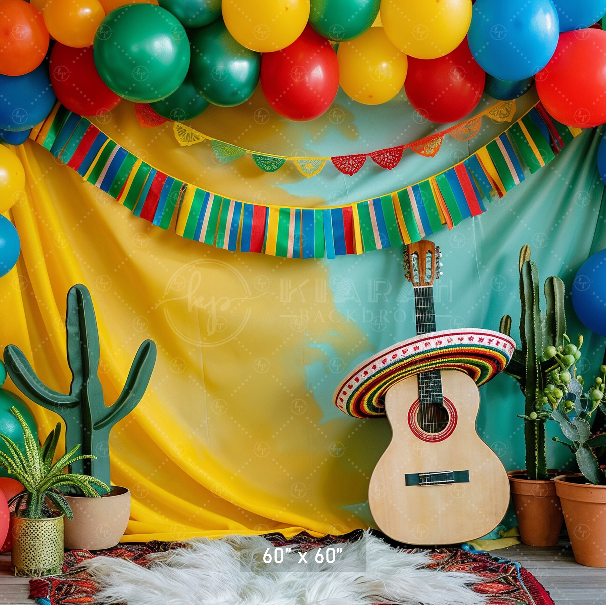 Mexican Fiesta Guitar and Cactus