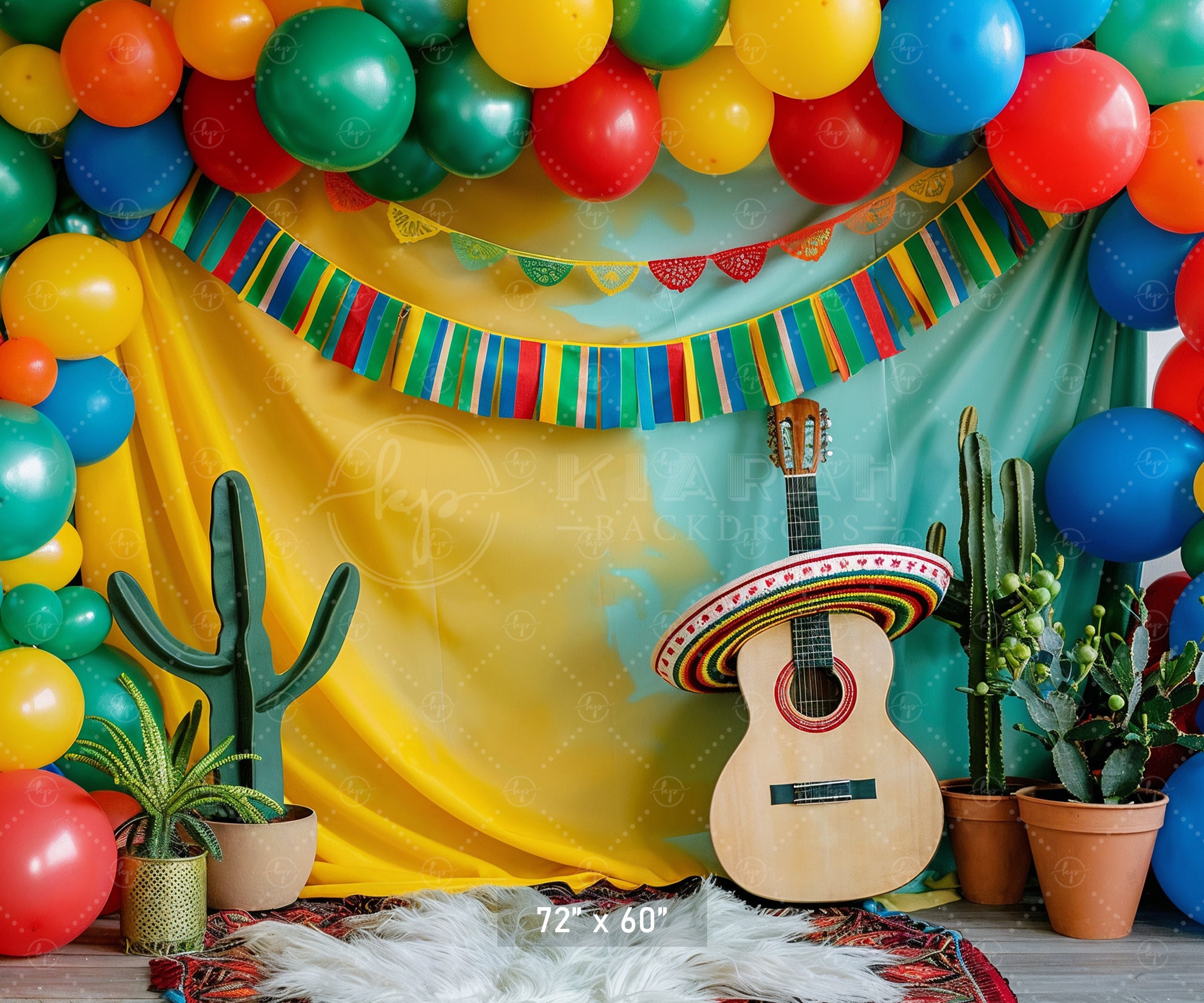 Mexican Fiesta Guitar and Cactus