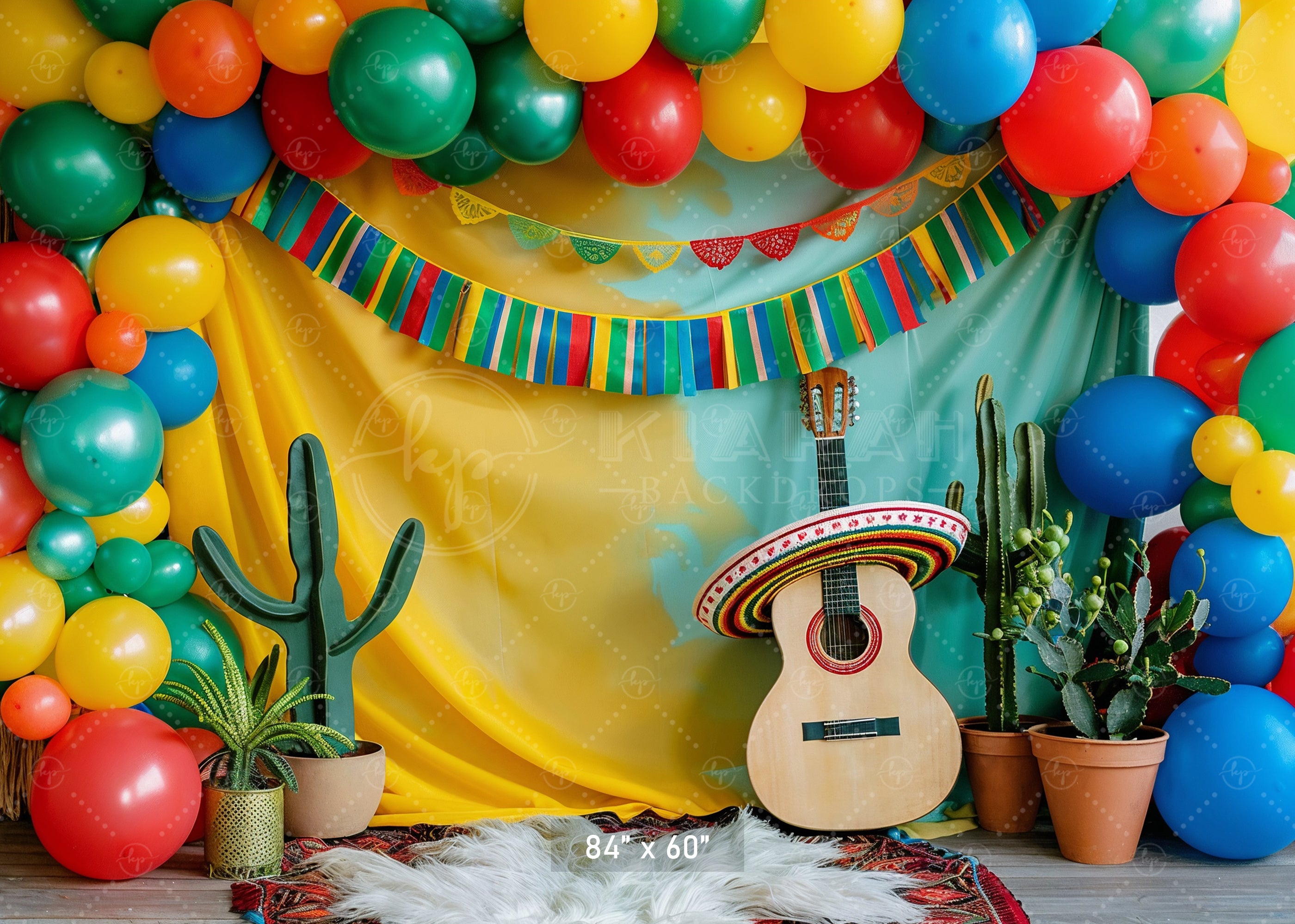 Mexican Fiesta Guitar and Cactus